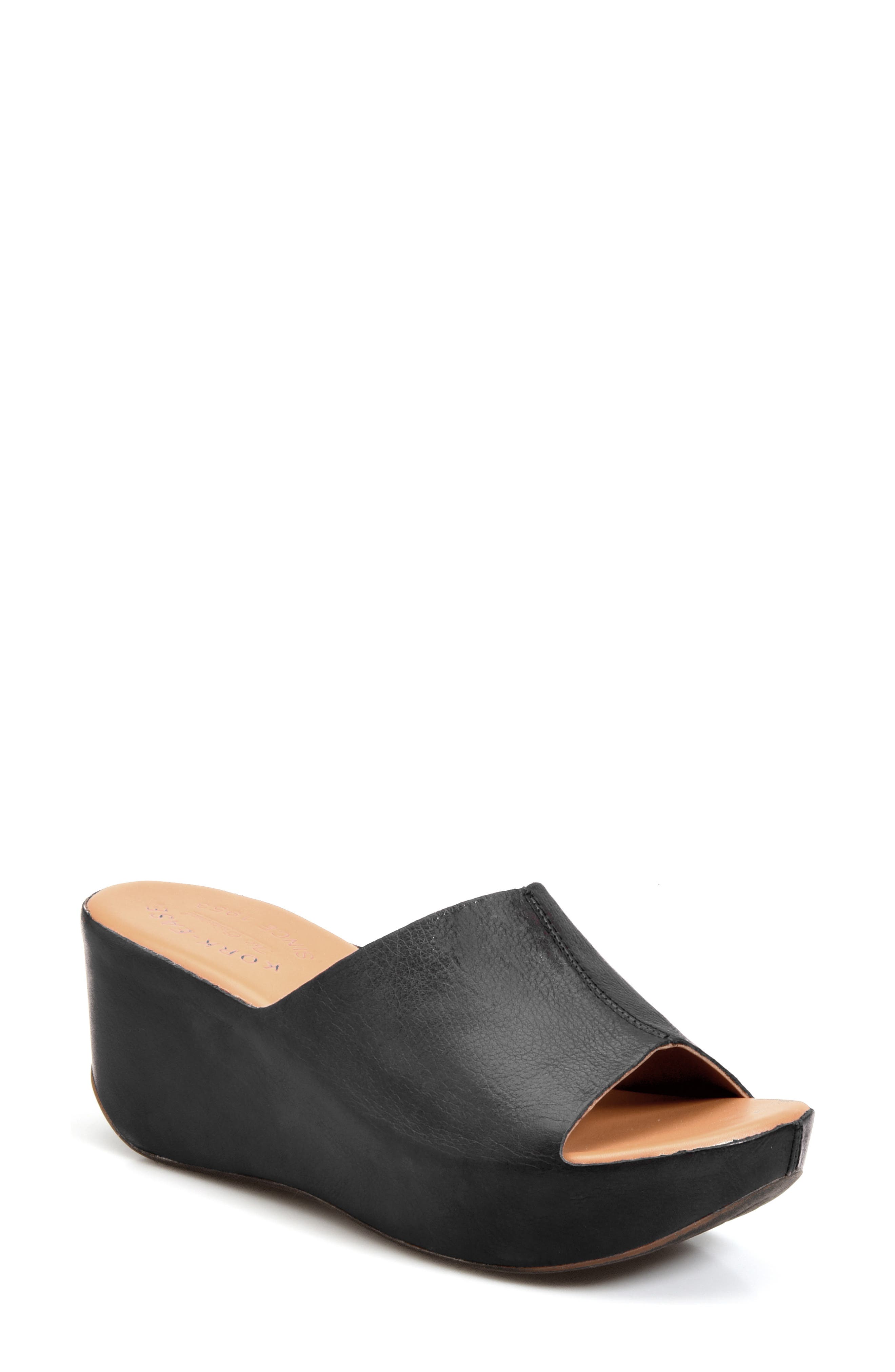 Kork-Ease Greer Wedge Slide Sandal, Black