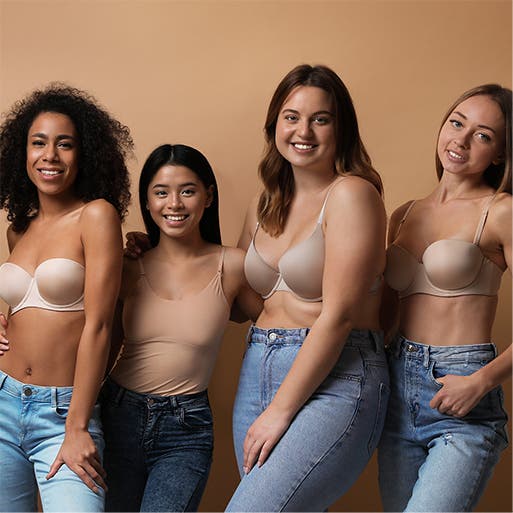 Women wearing different bra styles.