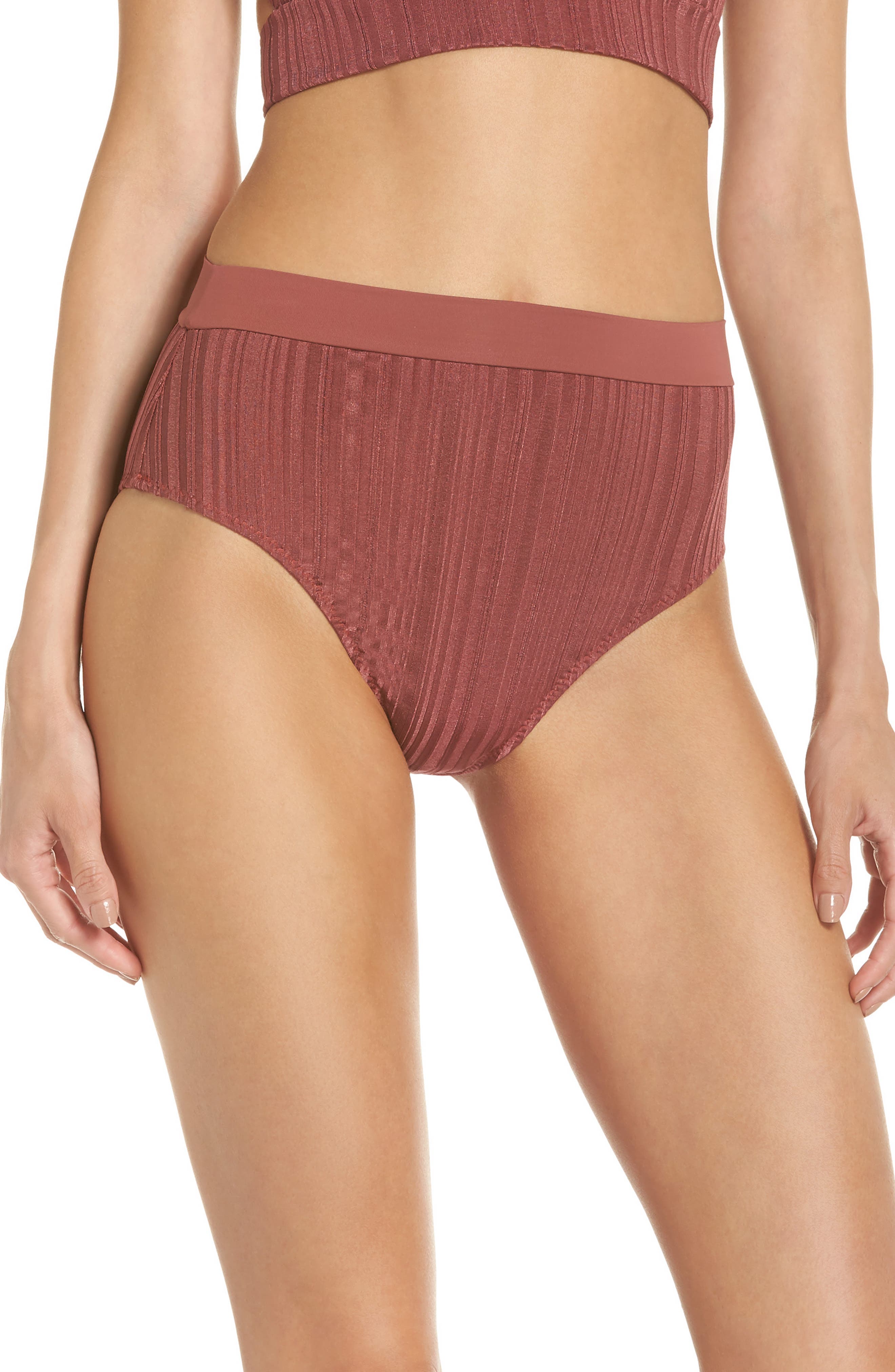 Tavik Pernille High Waist Bikini Bottoms, Burgundy