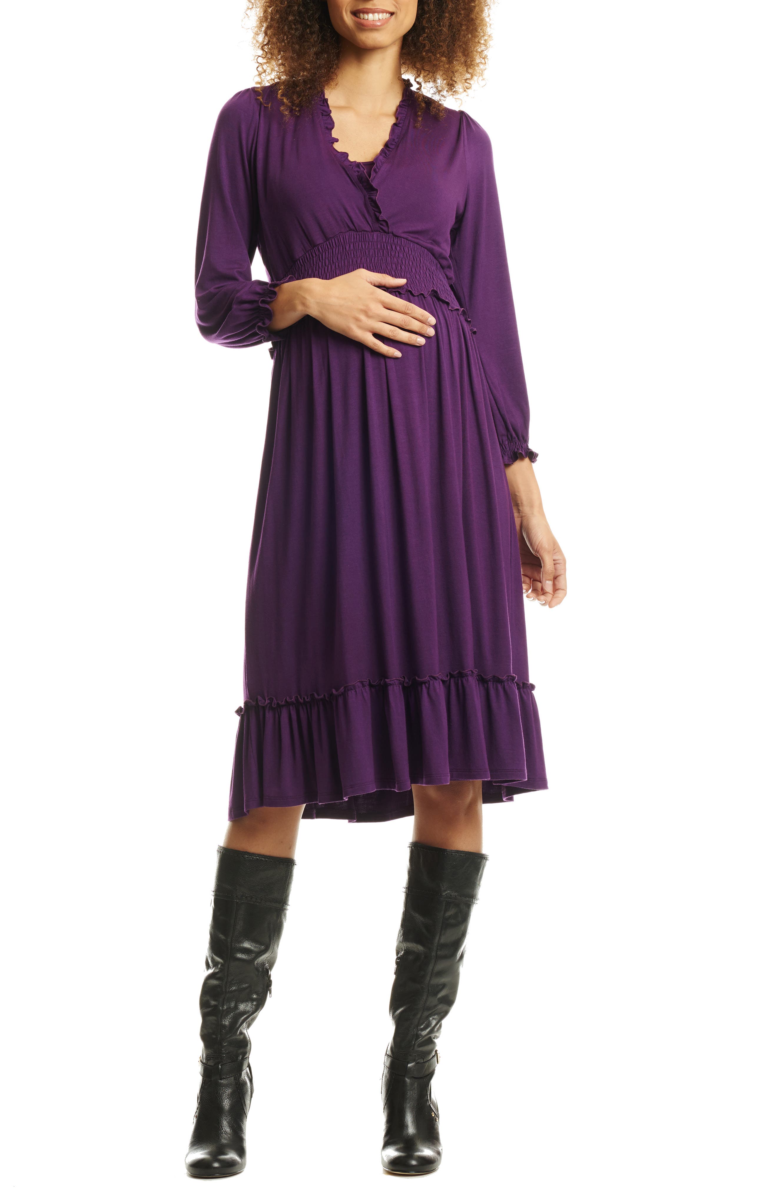 Everly Grey Pia Print Maternity/nursing Dress, Purple