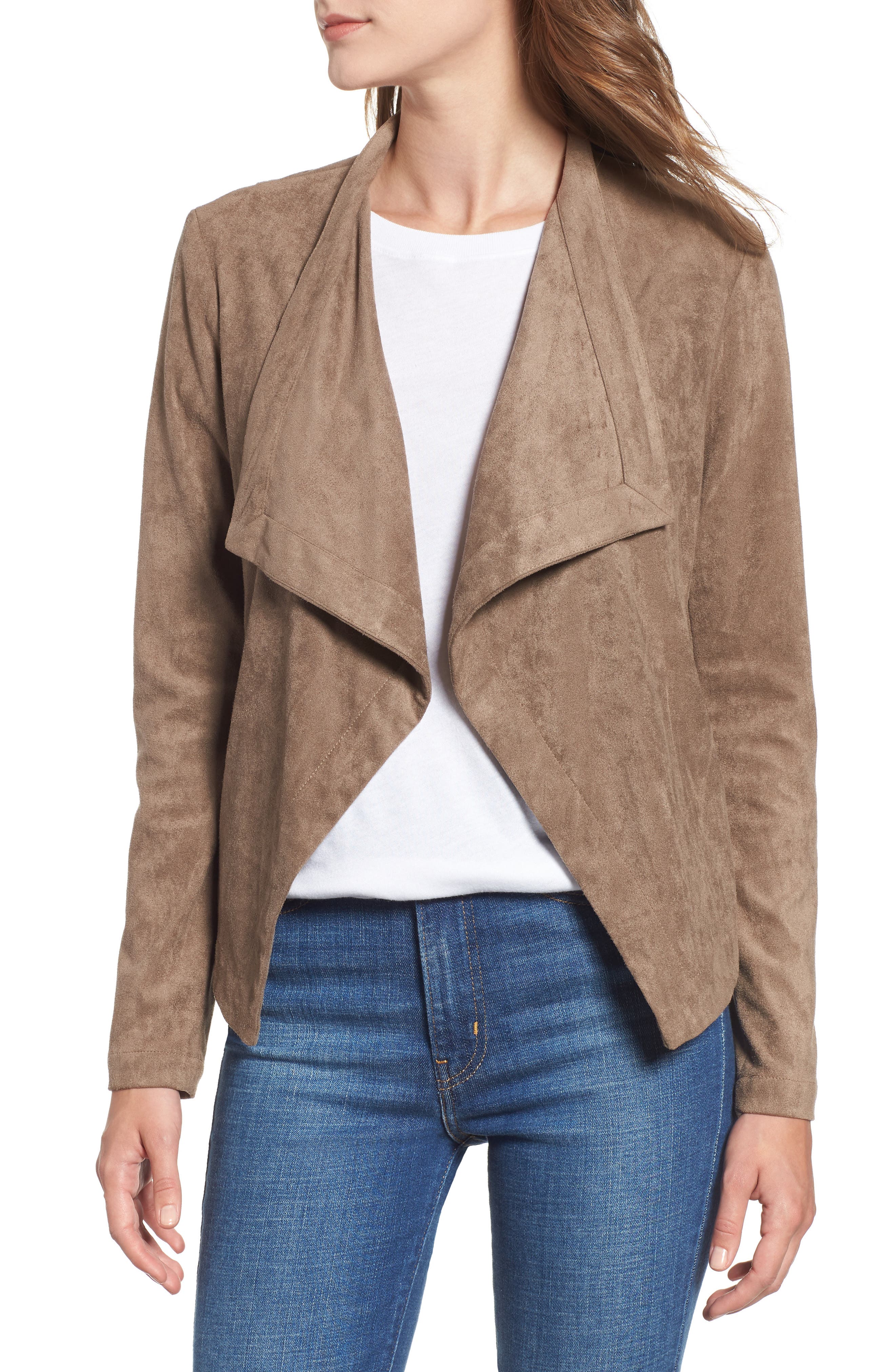 BB Dakota Nanette Faux Suede Drape Front Jacket | Nordstrom