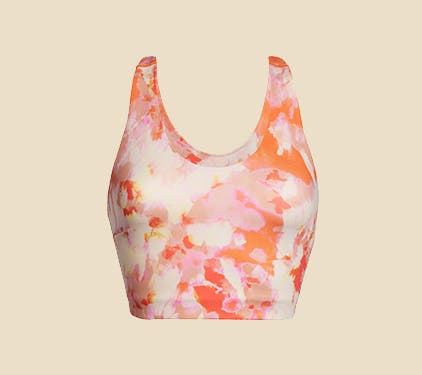Sports bra with abstract print.