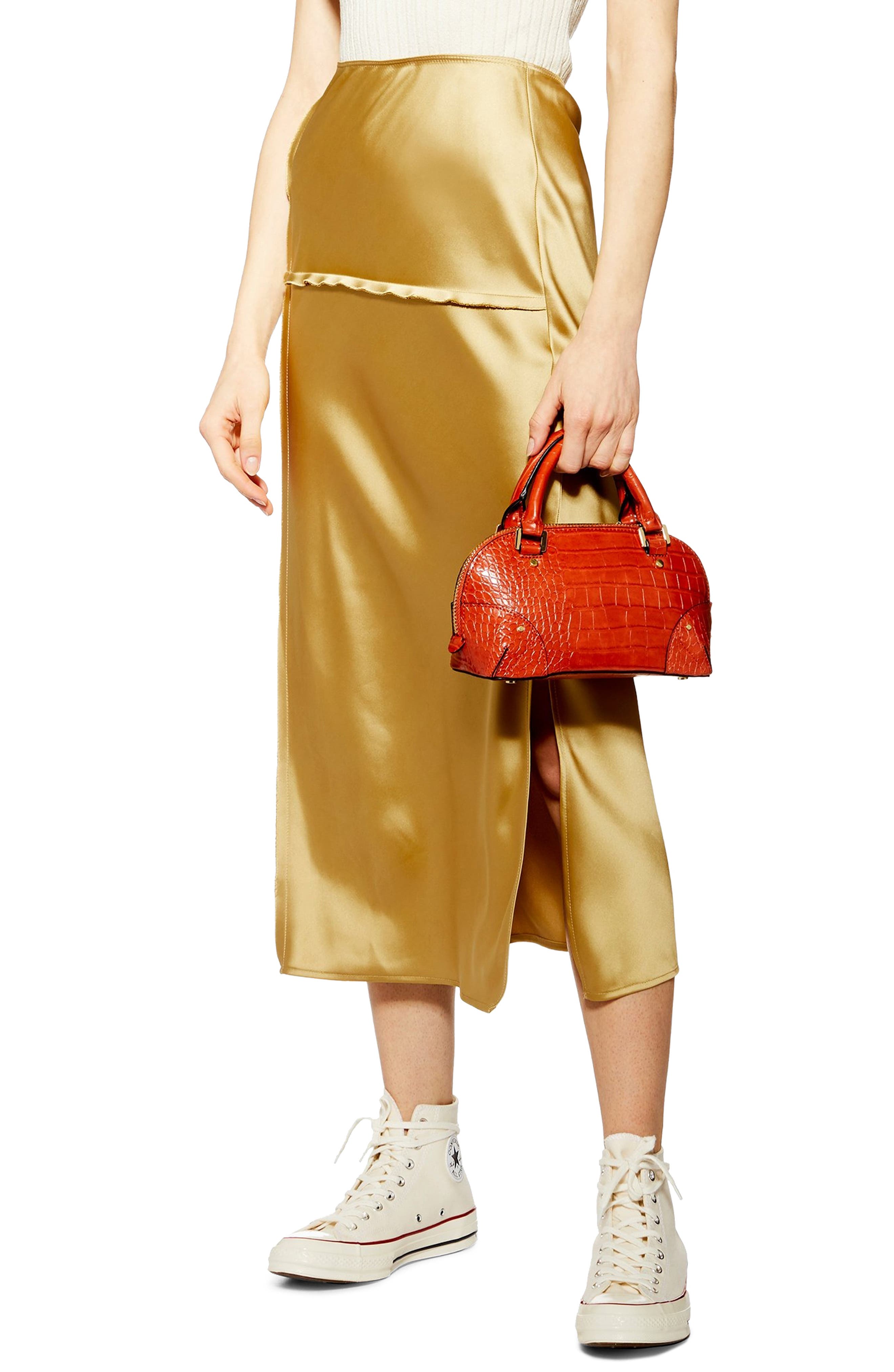 Topshop Bias Cut Midi Skirt, US (fits like 14) - Metallic
