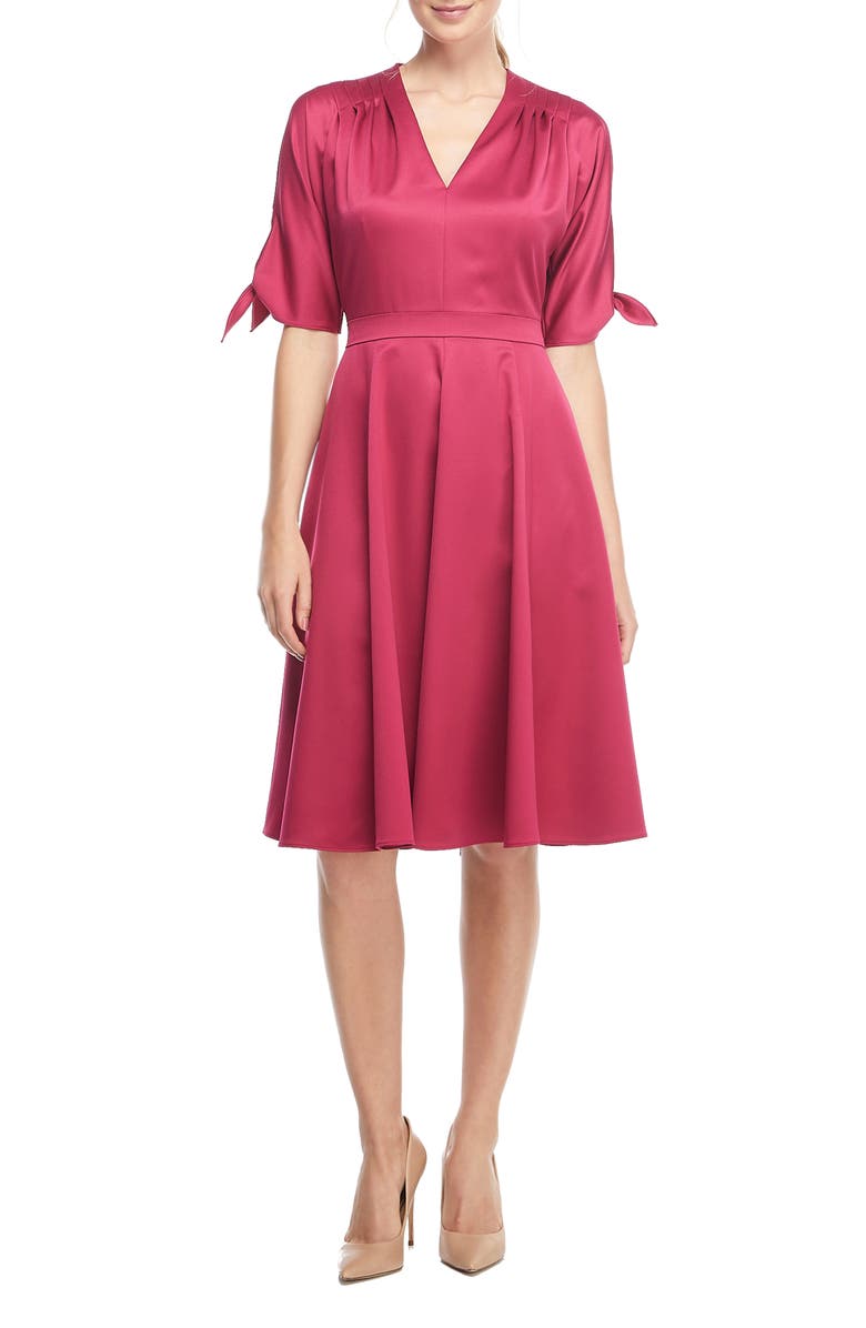 Gal Meets Glam Collection Debbie Butter Satin Fit & Flare Dress | Nordstrom