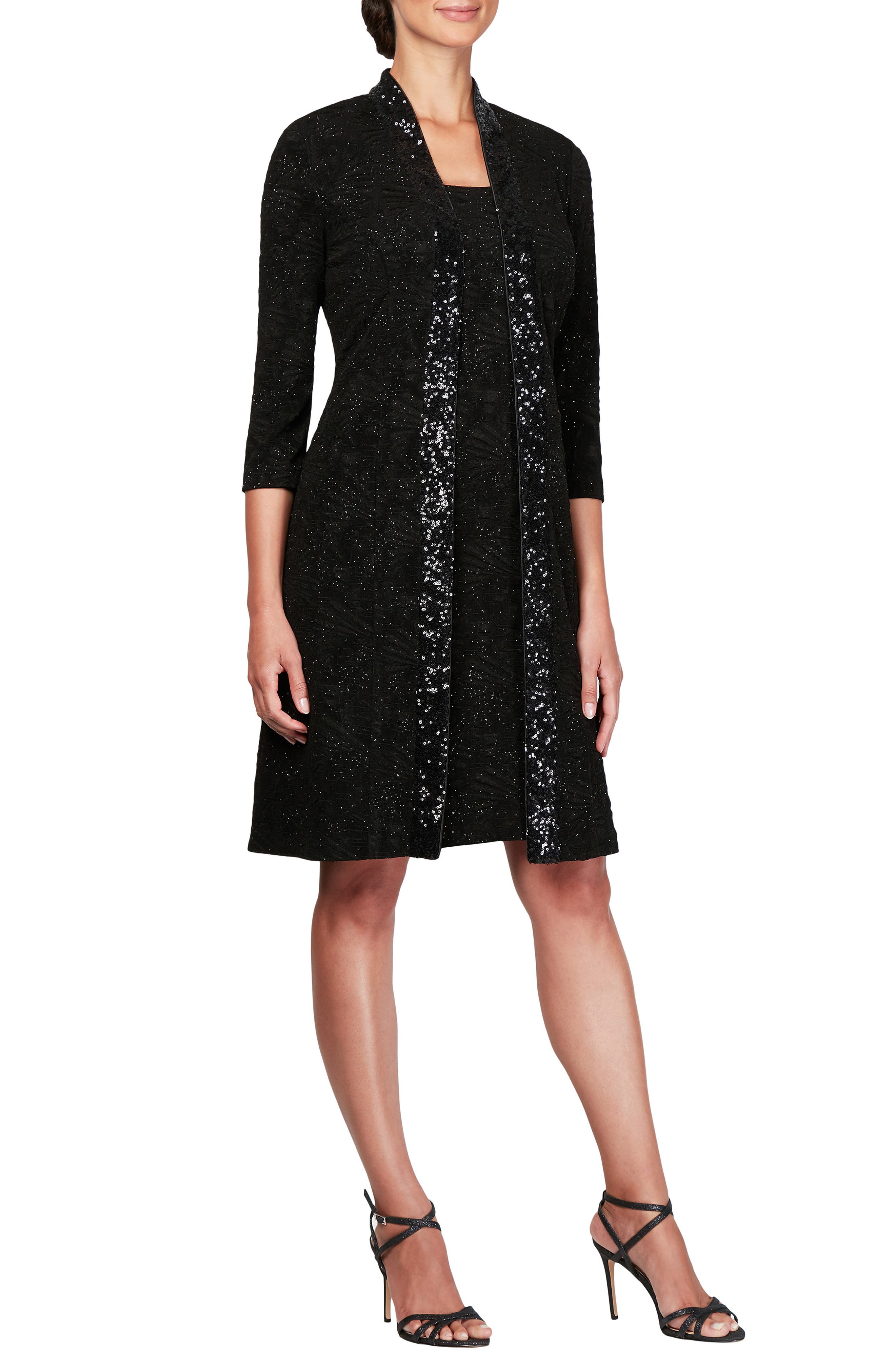 Alex Evenings Sequin Shift Dress With Jacket