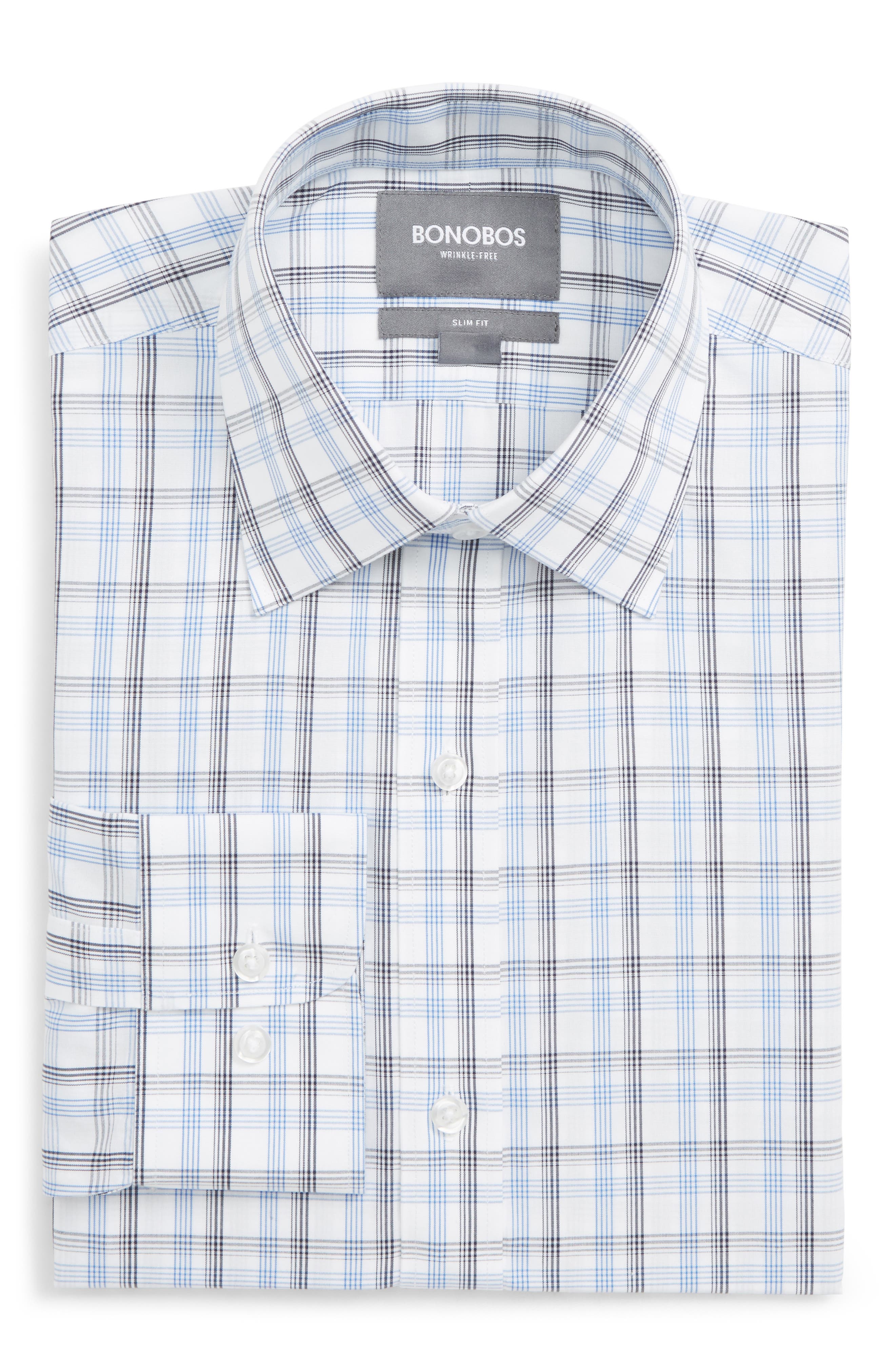 Bonobos Daily Grind Slim Fit Plaid Dress Shirt, Blue