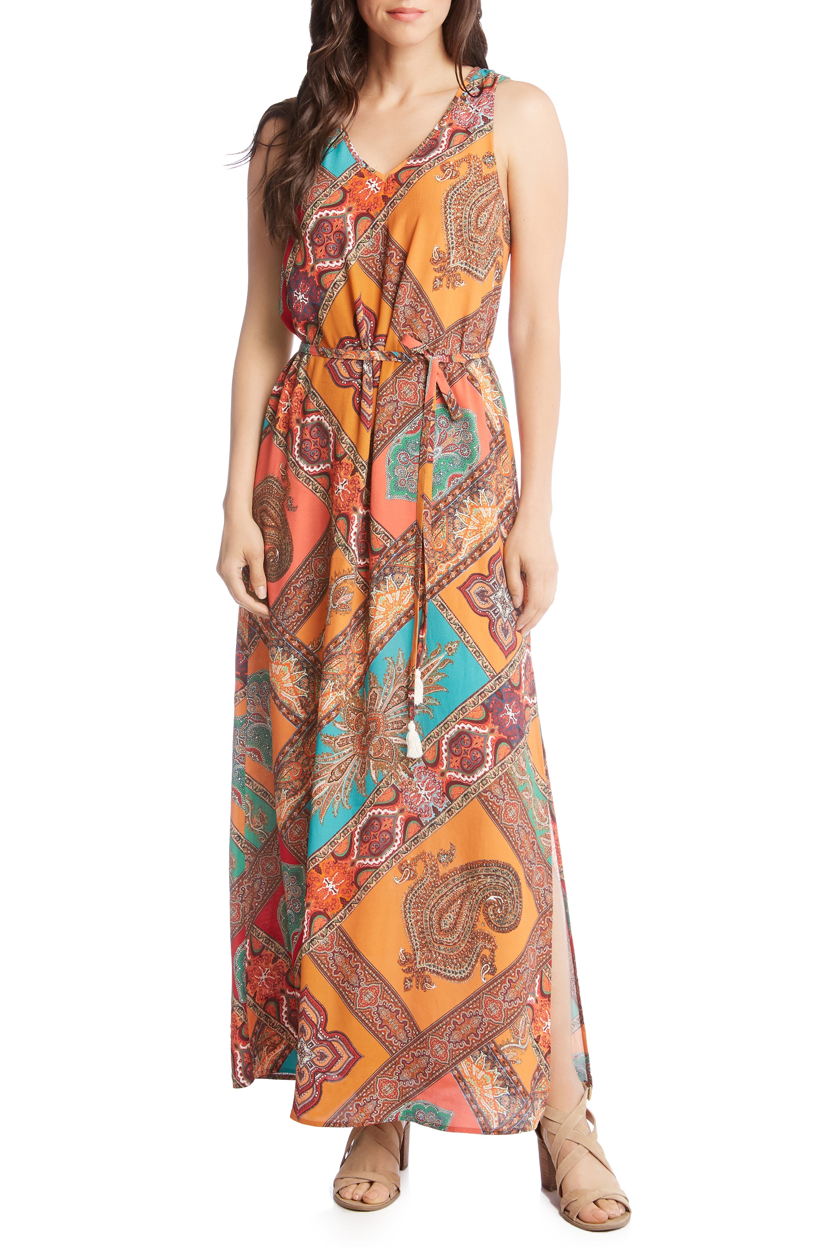 Karen Kane Print Maxi Dress, Orange