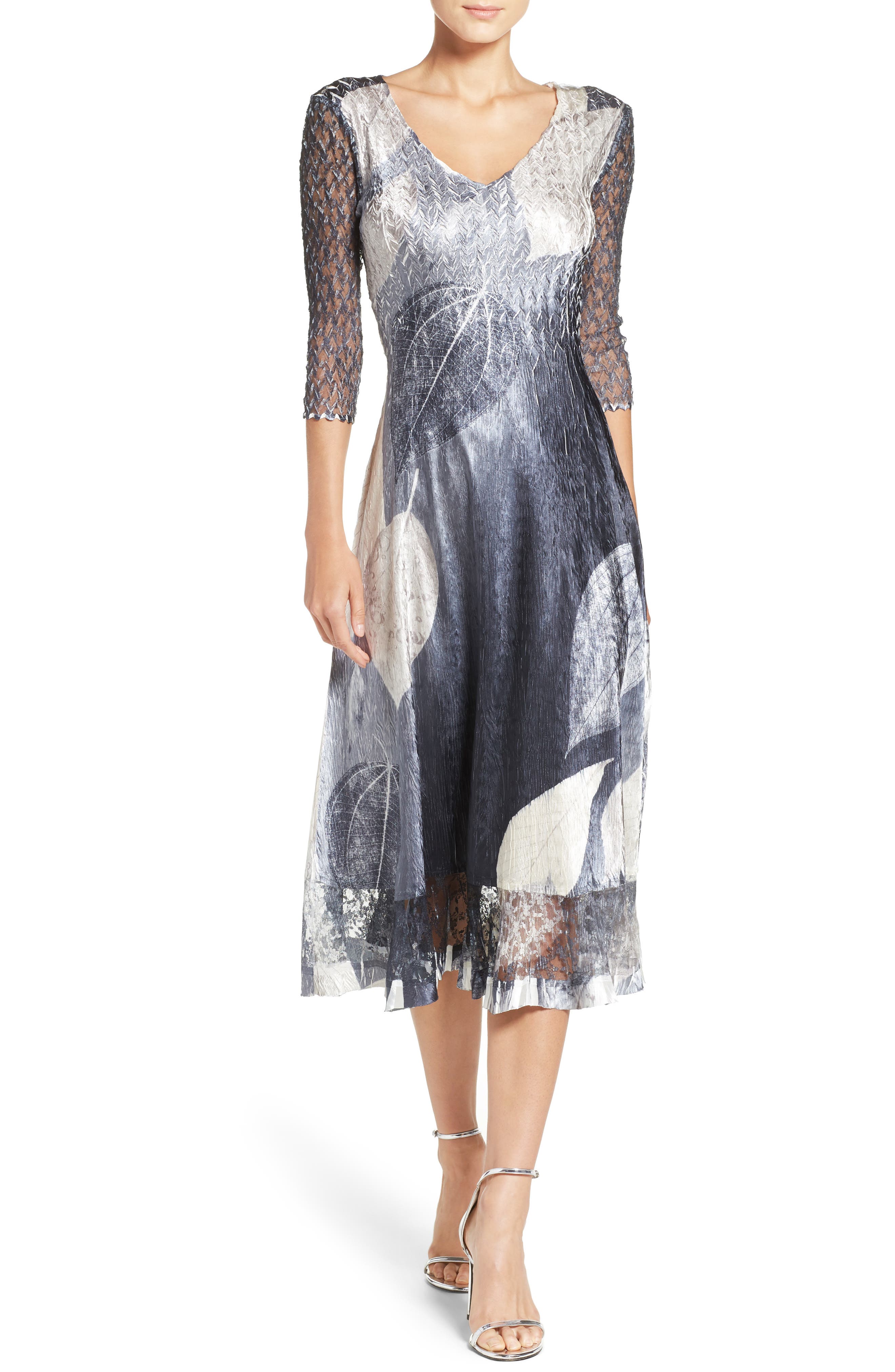 Komarov Charmeuse & Lace A-Line Dress