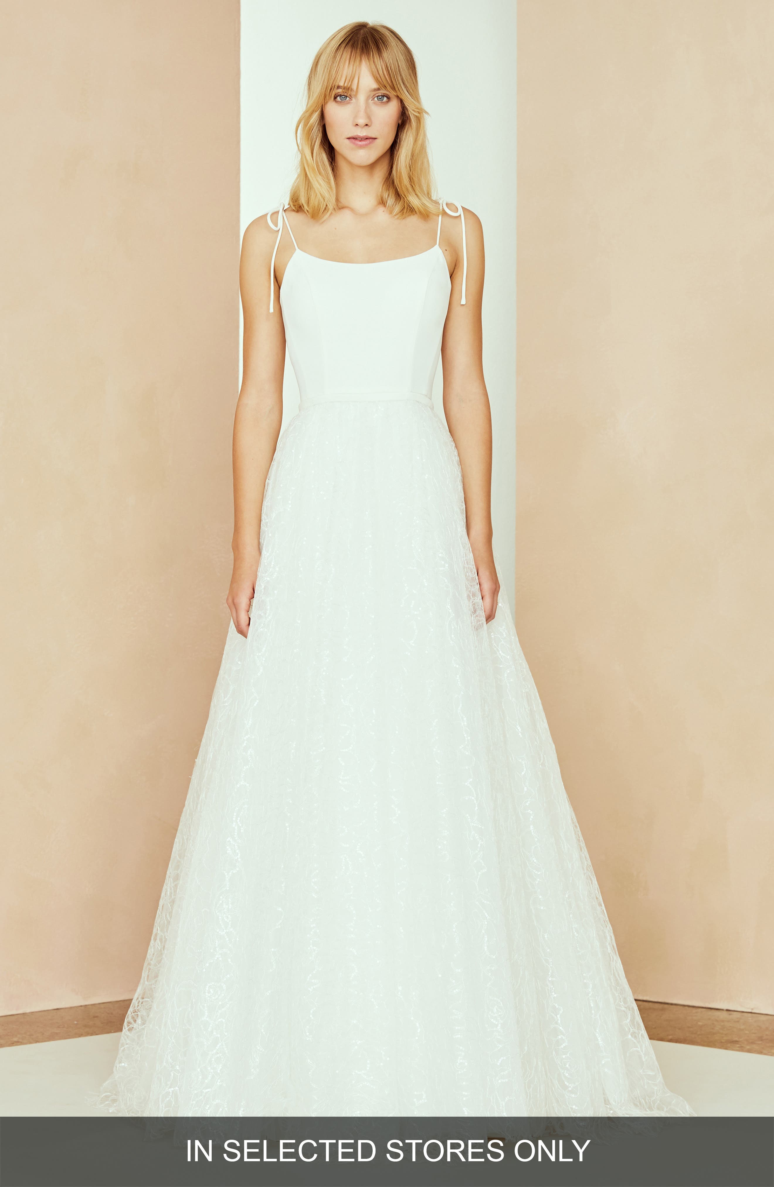 Nouvelle Amsale Zoe Tulle Overskirt Dress, Size - Ivory