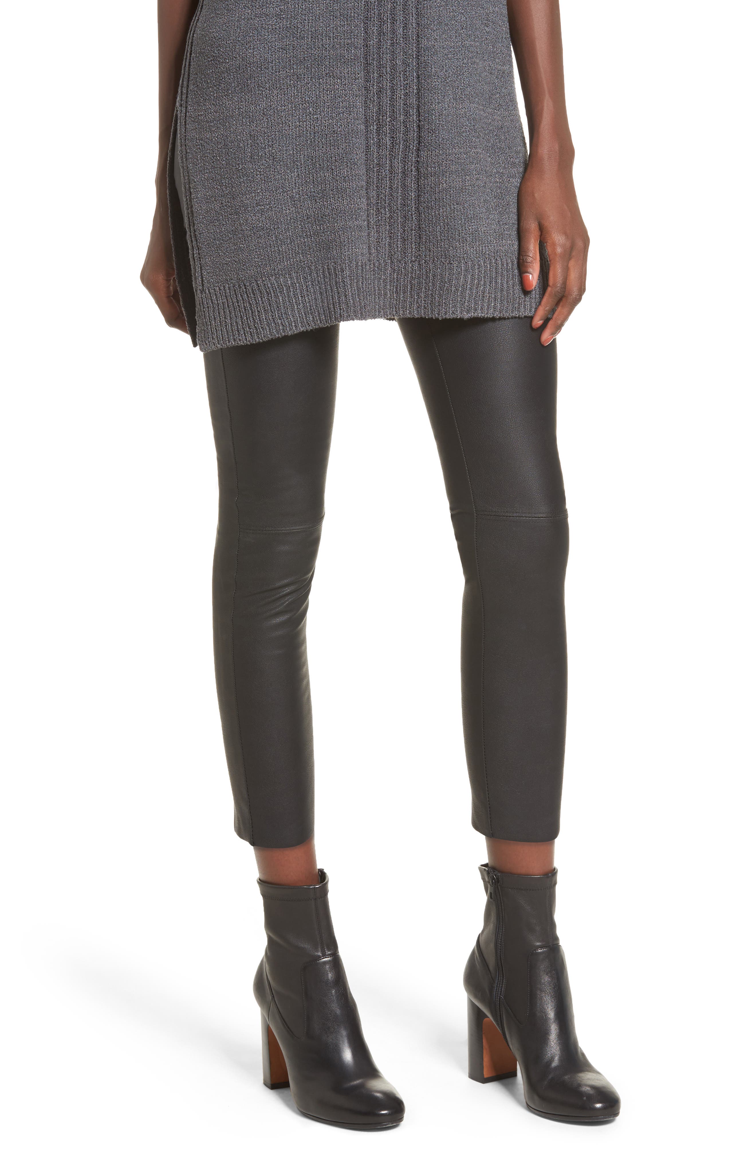 David Lerner Gemma High Waist Faux Leather Leggings, Black