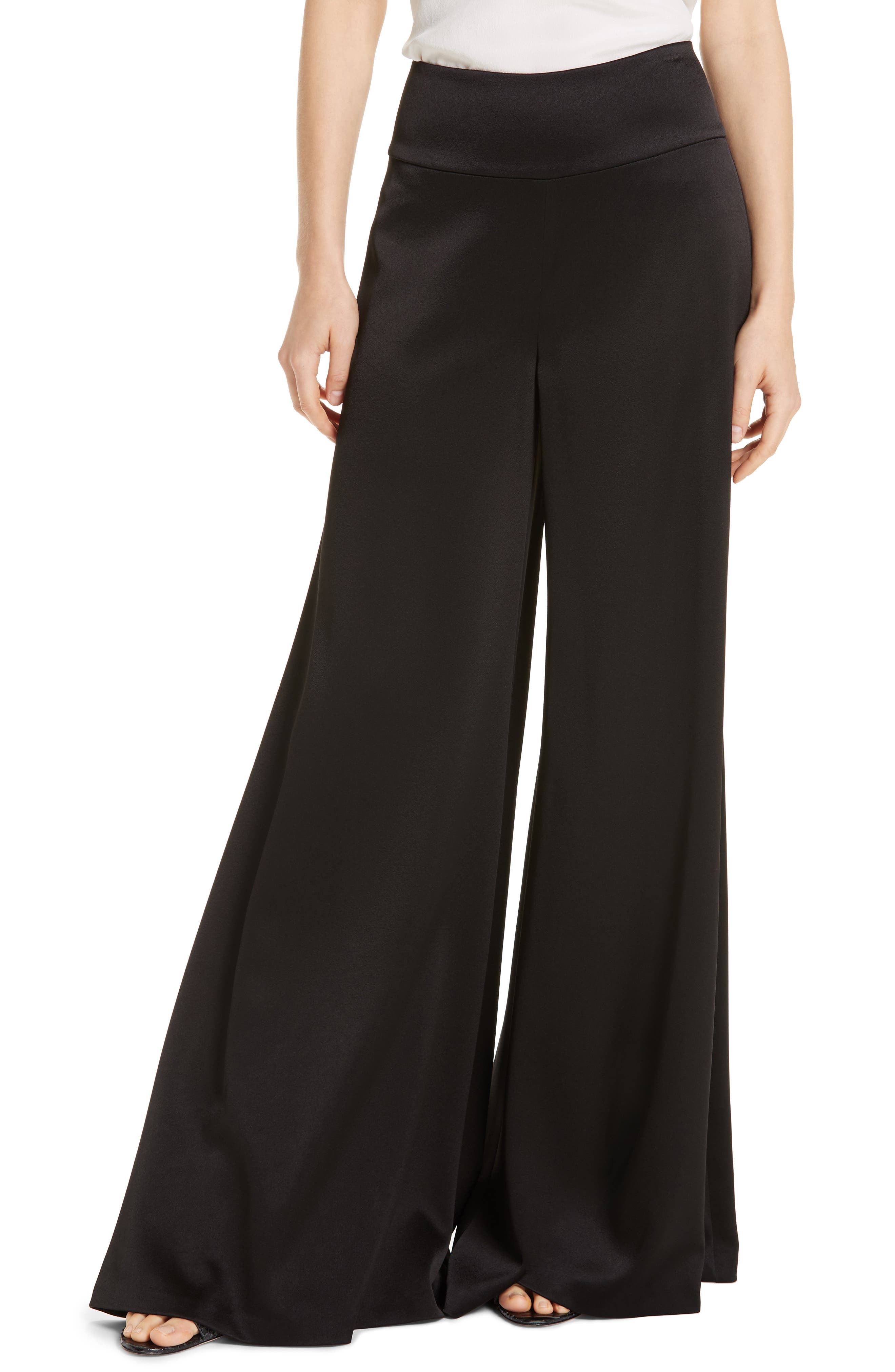 Alice + Olivia Iyanna High Waist Fit & Flare Pants, Black