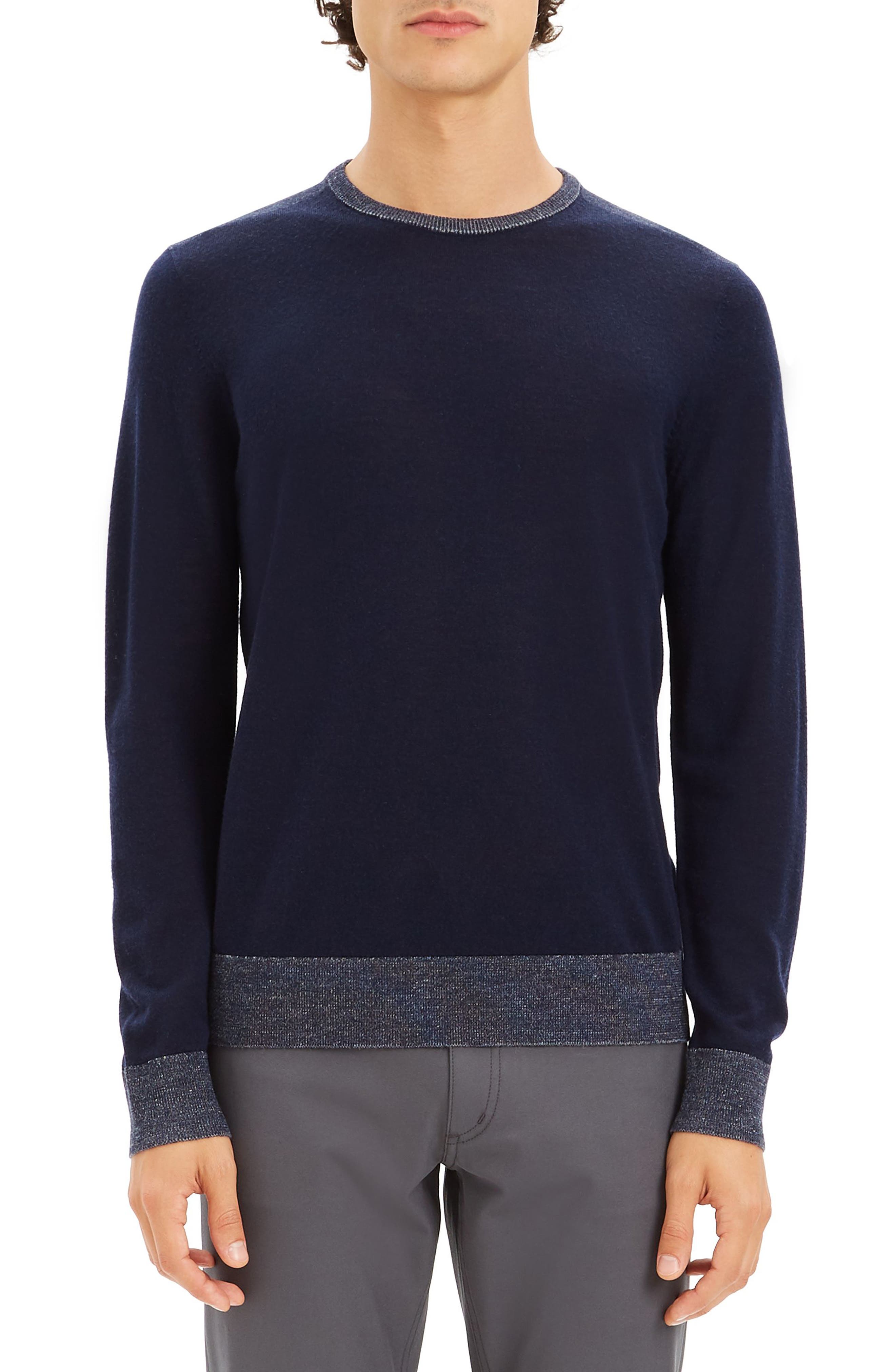 Theory Rothley Castellos Regular Fit Merino Wool Sweater, Blue