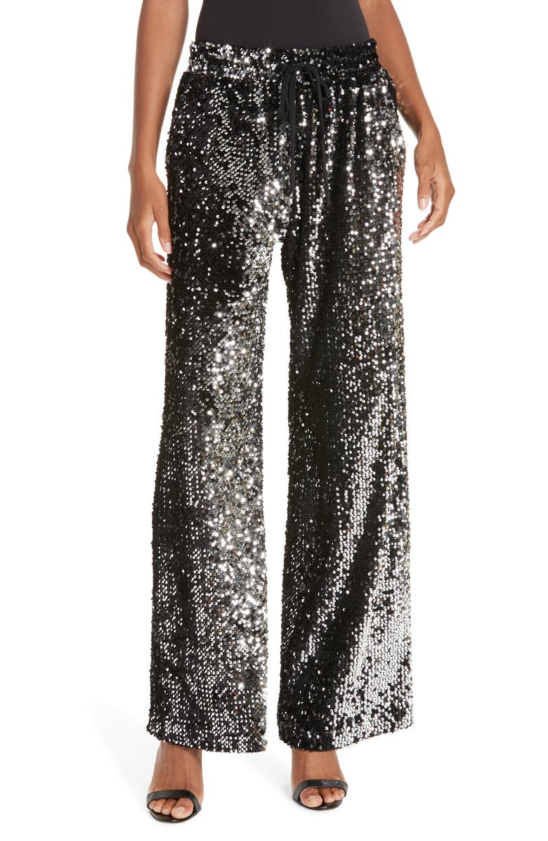 Milly Sequin Wide Leg Track Pants | Nordstrom