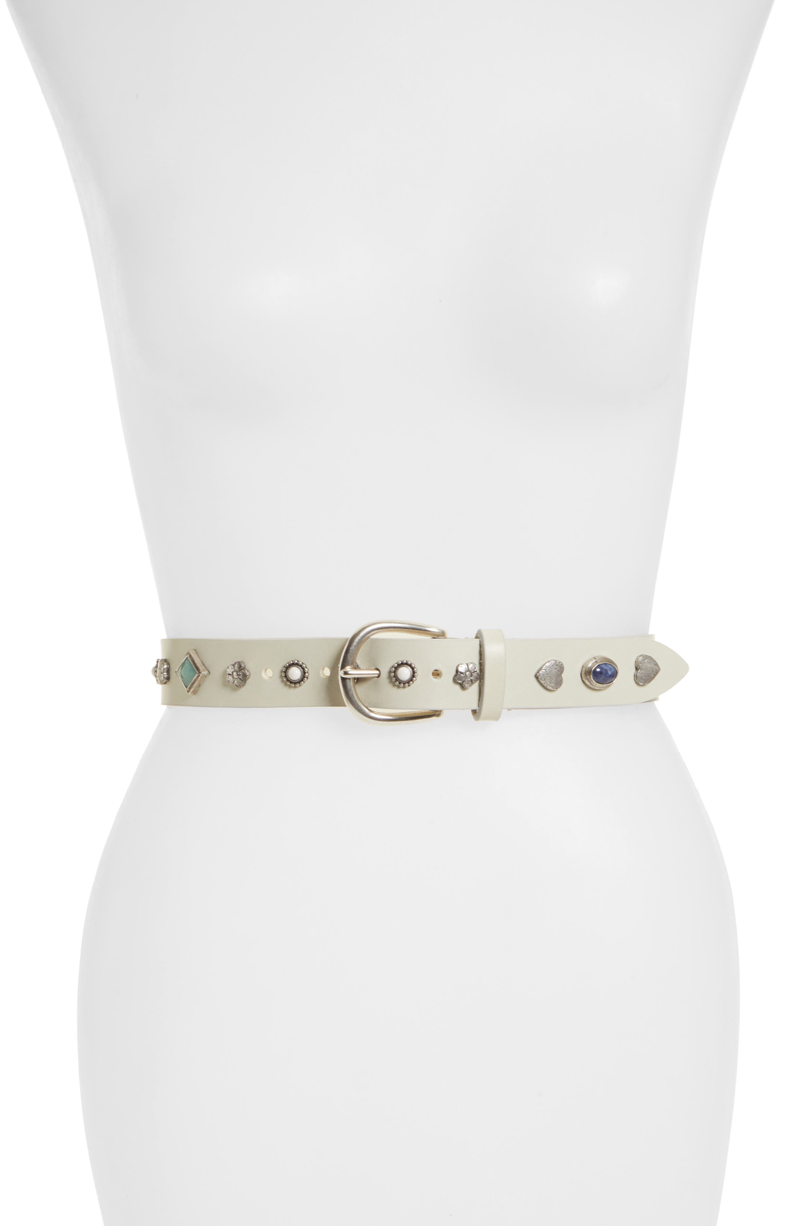 Isabel Marant Etoile Luke Embellished Leather Belt, White