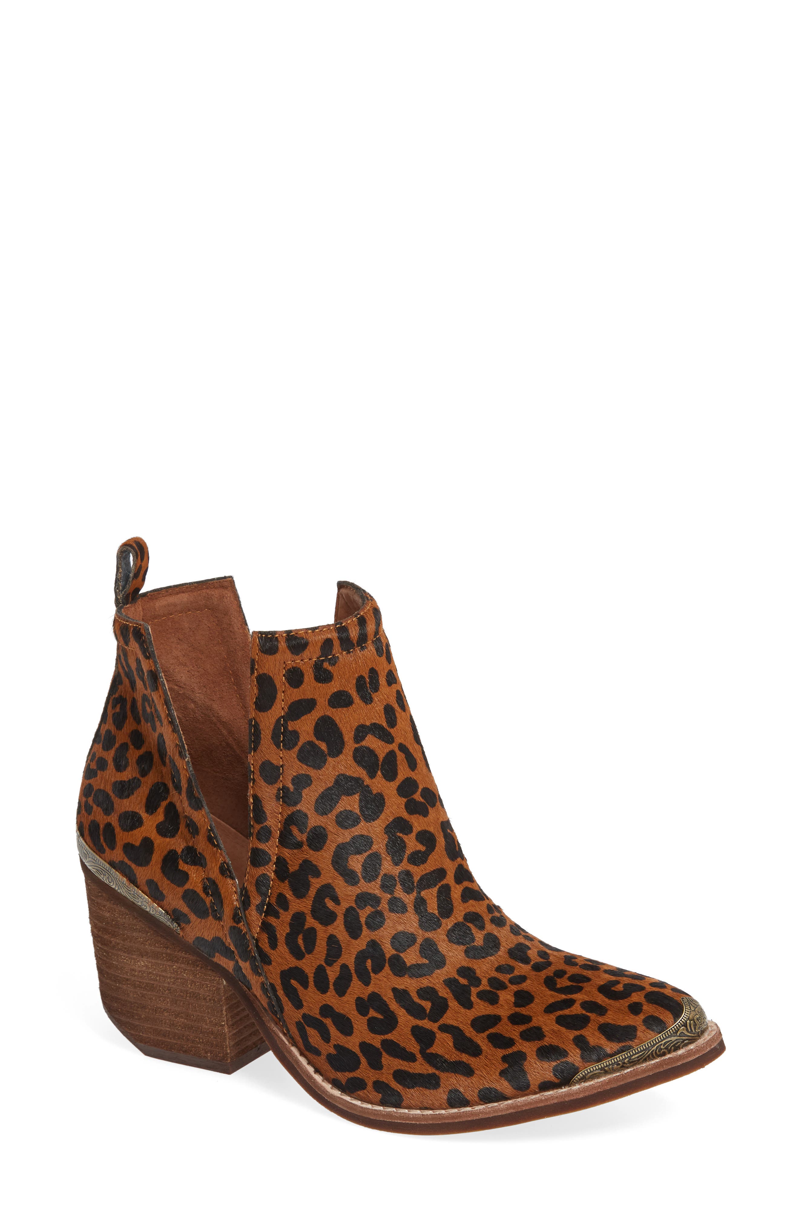 Jeffrey Campbell Cromwell Cutout Genuine Calf Hair Western Boot, Brown