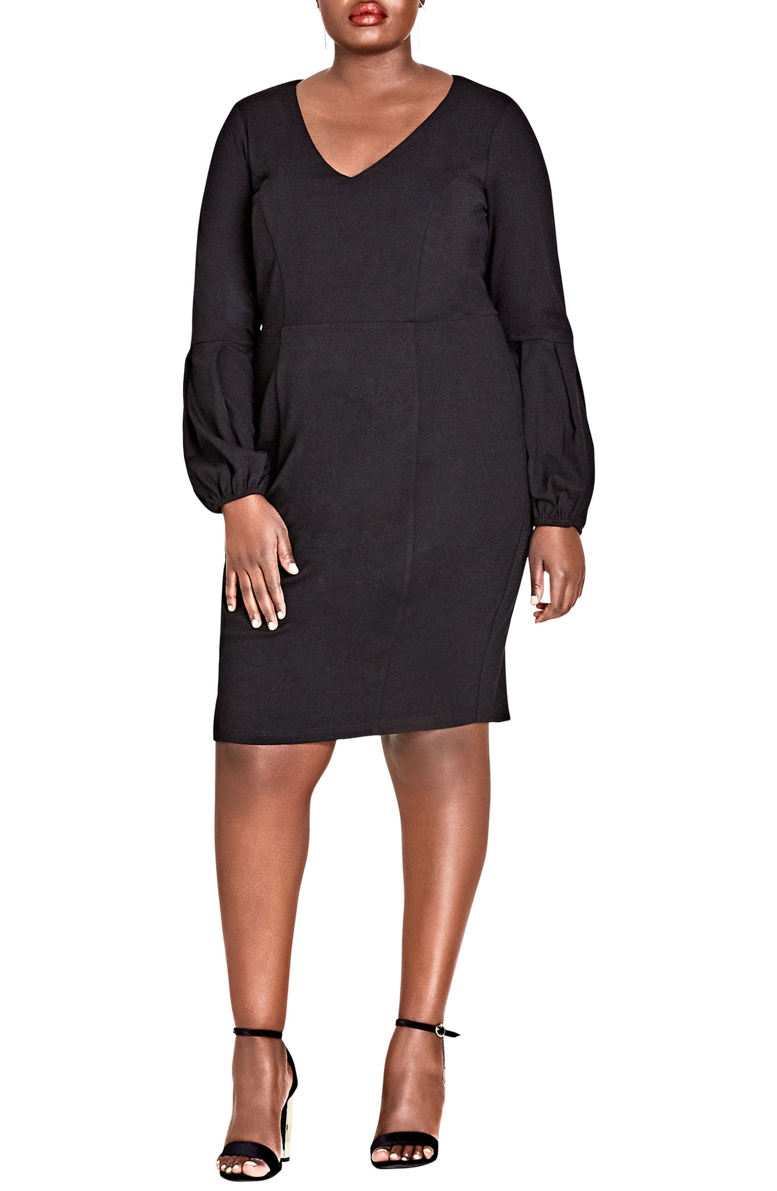Plus Size City Chic Fancy Sleeve Sheath Dress, Black