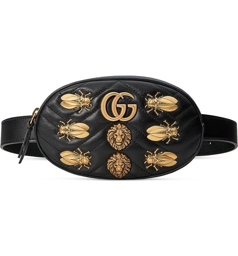 Gucci GG Marmont 2.0 Animal Stud Matelassé Leather Belt Bag | Nordstrom