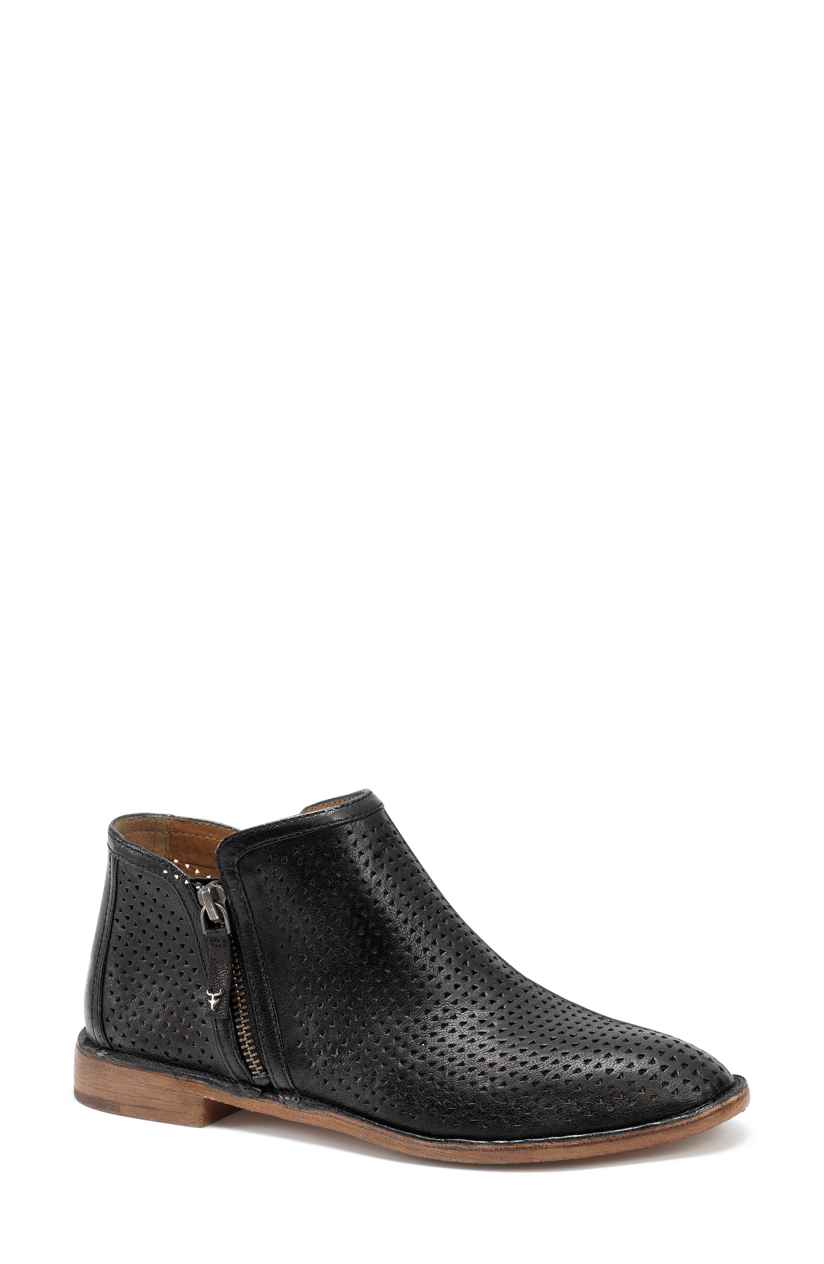 Trask Addison Low Perforated Bootie, Black