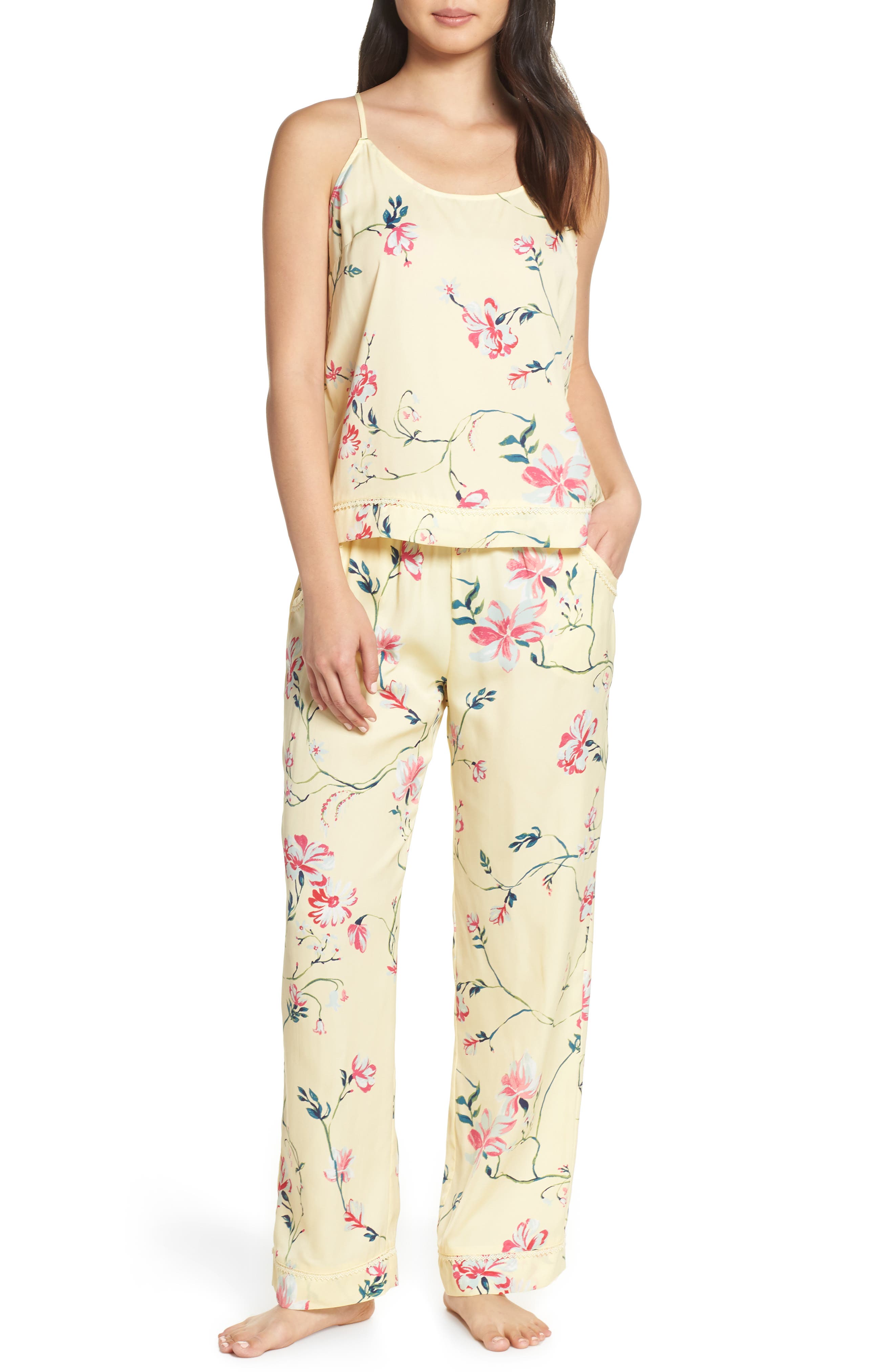 Nordstrom Lingerie Sweet Dreams Satin Pajamas, Yellow