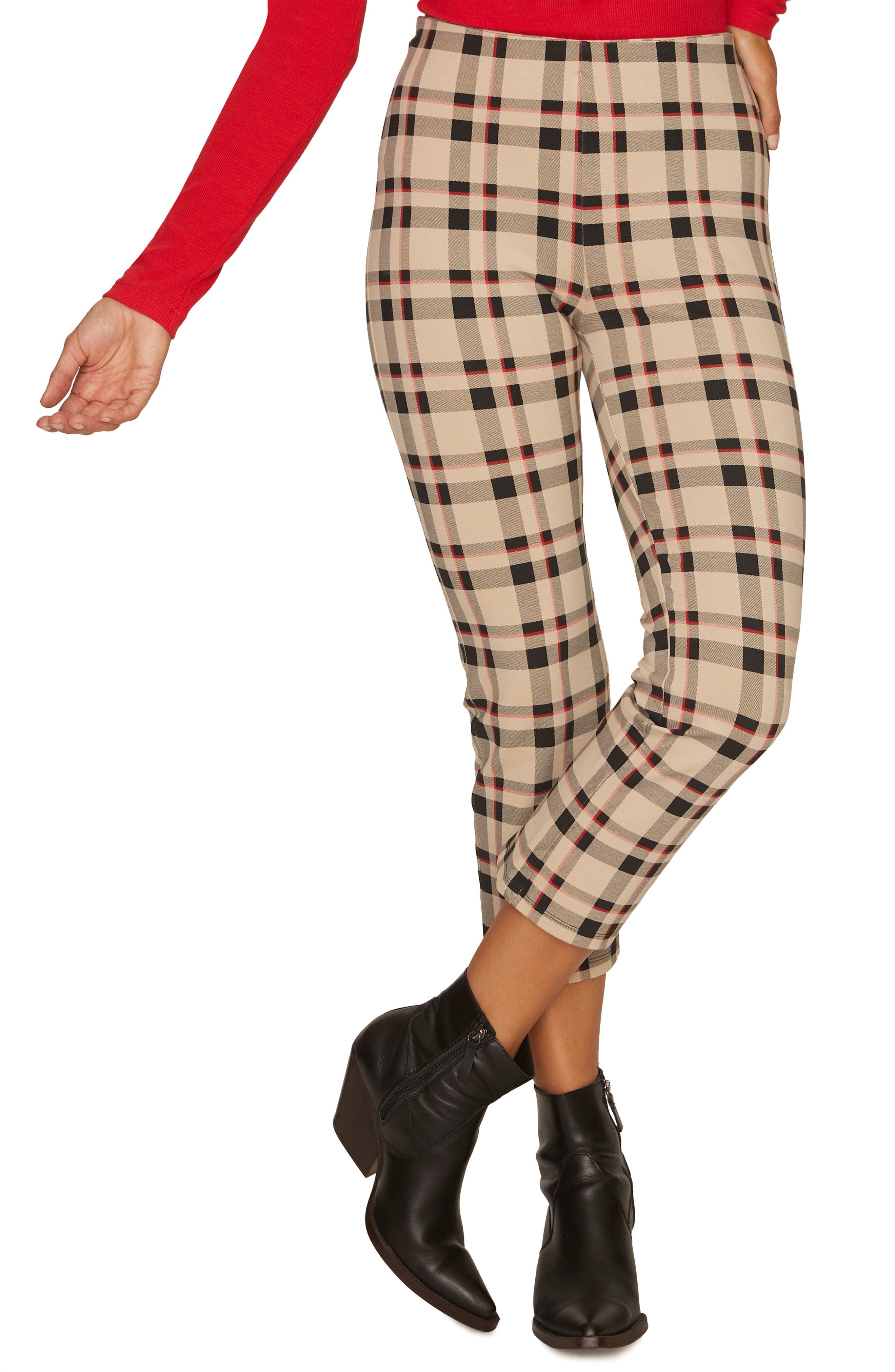 Sanctuary Mod Crop Plaid Leggings, Beige