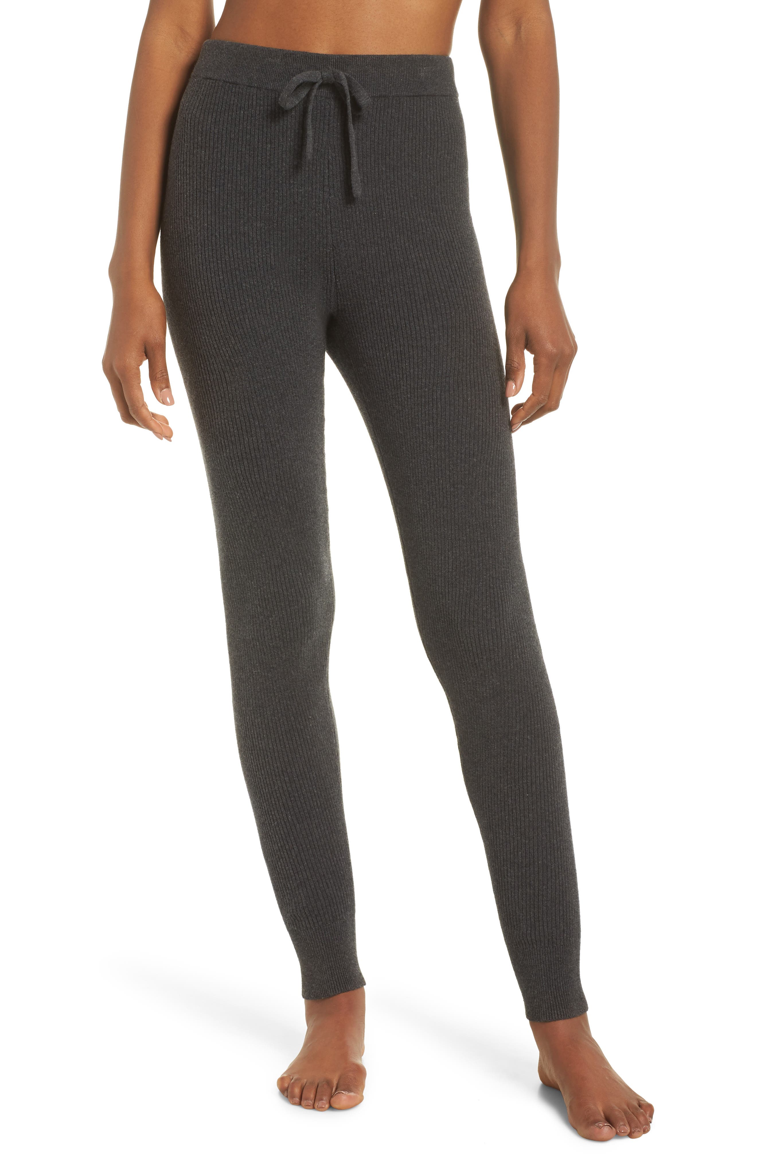 Nordstrom Lingerie Ribbed Sweater Leggings, Grey