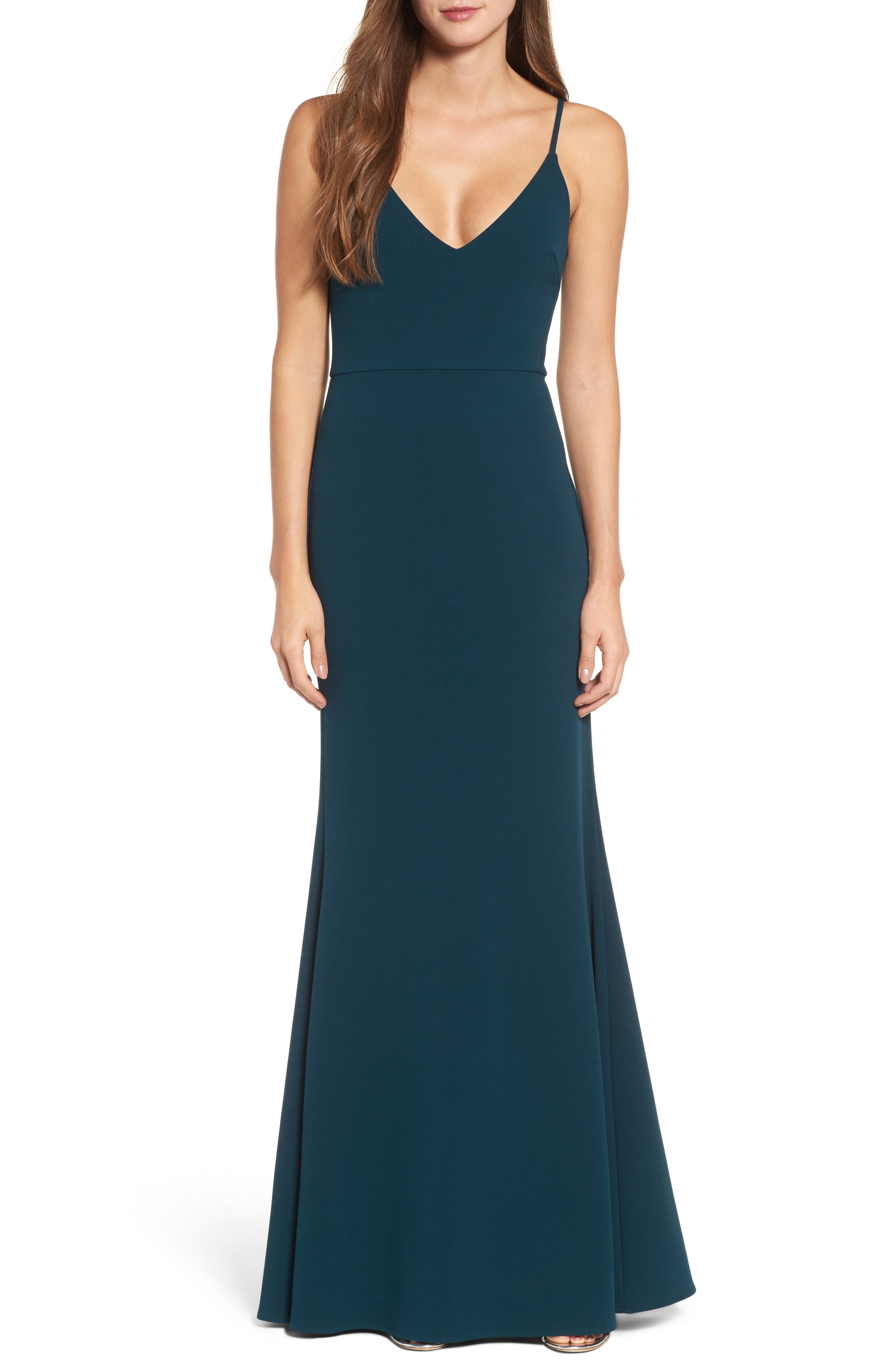 Lulus V-Neck Trumpet Gown, Green