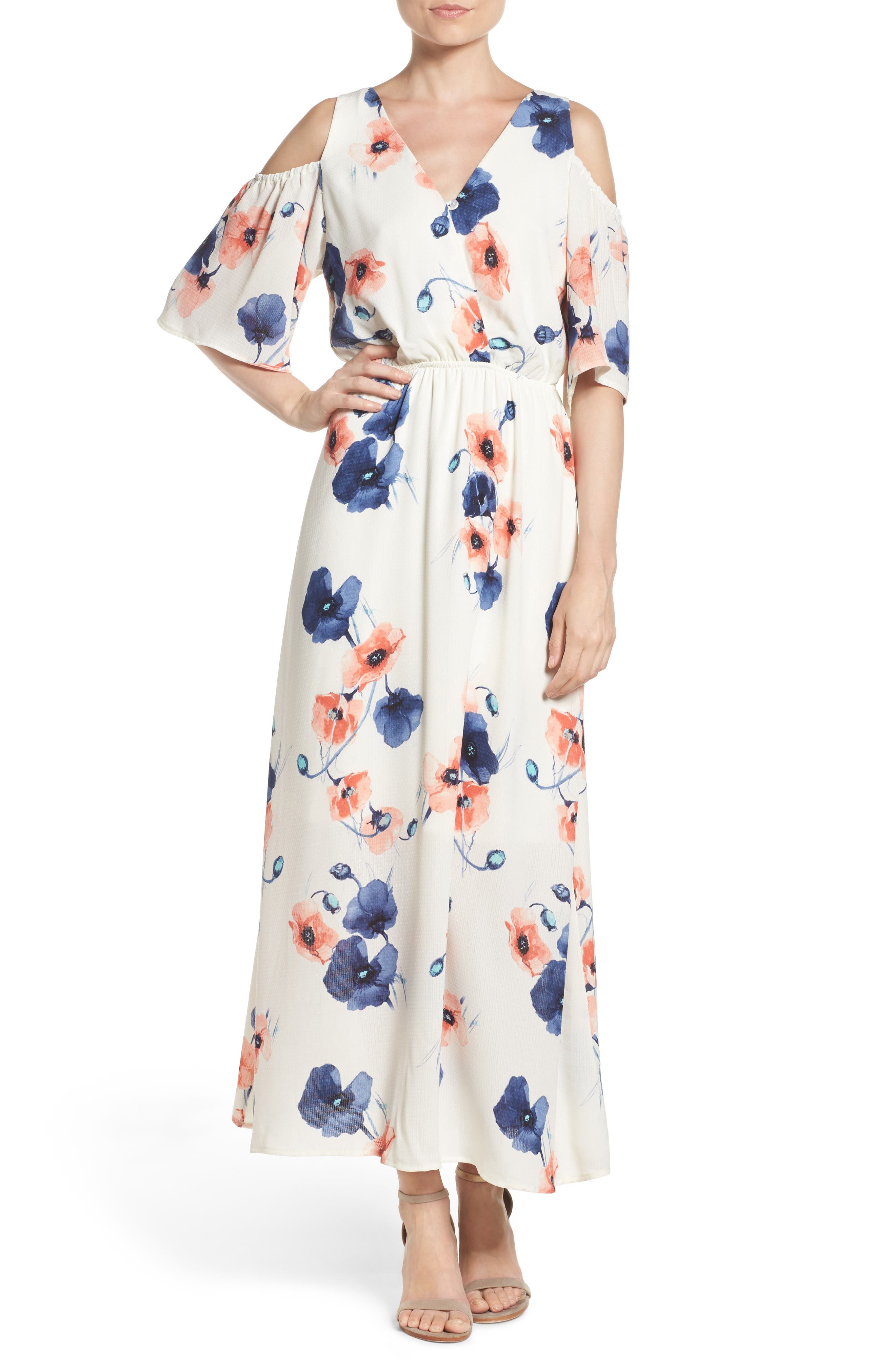 Fraiche By J Cold Shoulder Maxi Dress