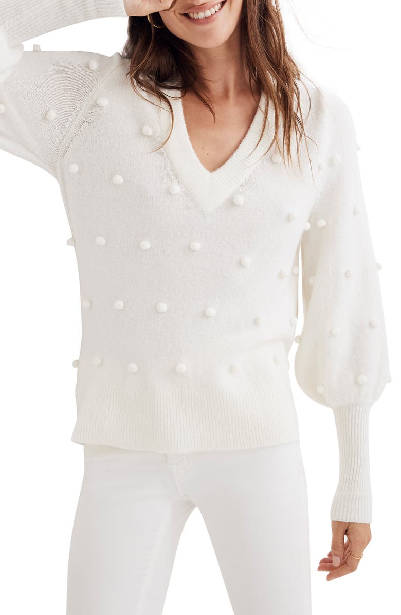 Bobble Dashwood Sweater, Main, color, BRIGHT IVORY