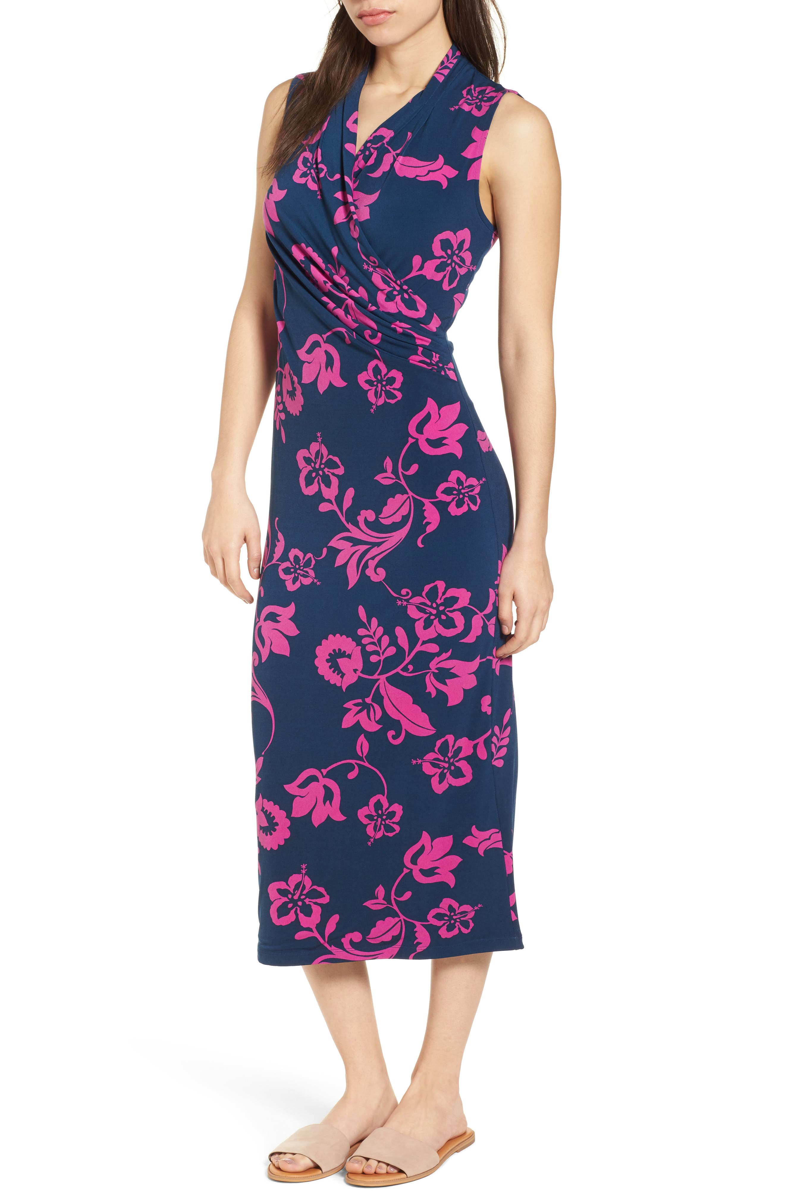 Tommy Bahama San Lucia Faux Wrap Midi Dress, Blue