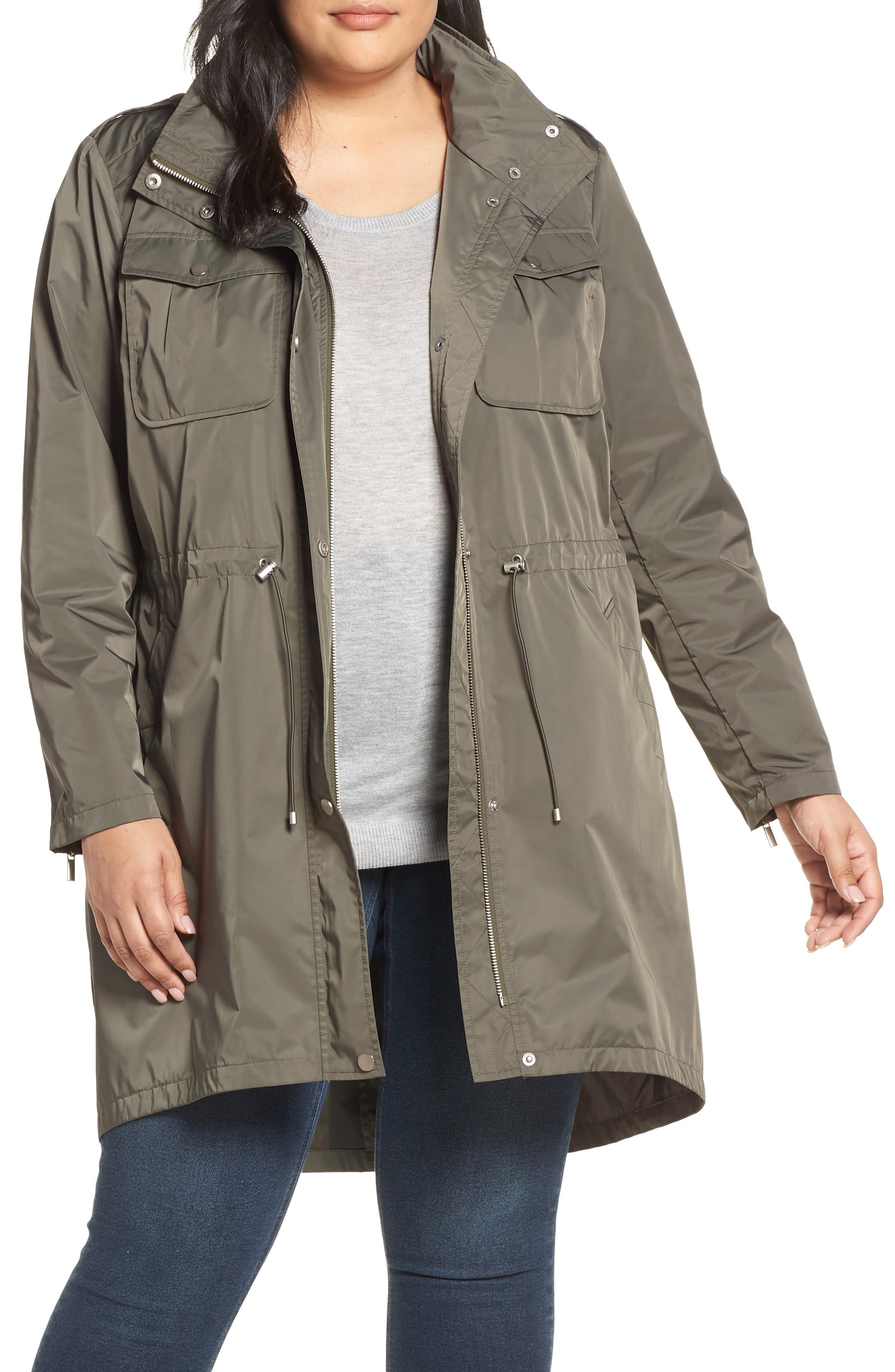 Plus Size Badgley Mischka Dakota Raincoat, Green