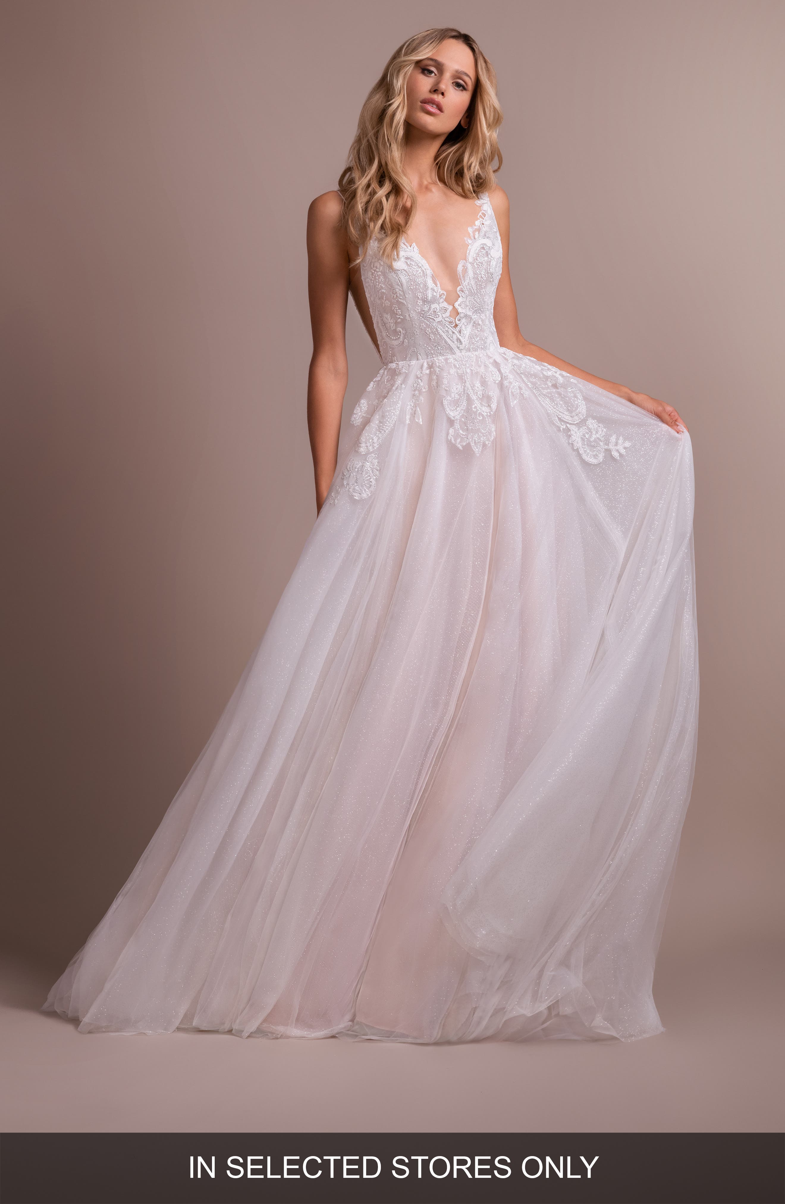 Hayley Paige Nash V-Neck Lace Wedding Dress, Size IN STORE ONLY - Ivory