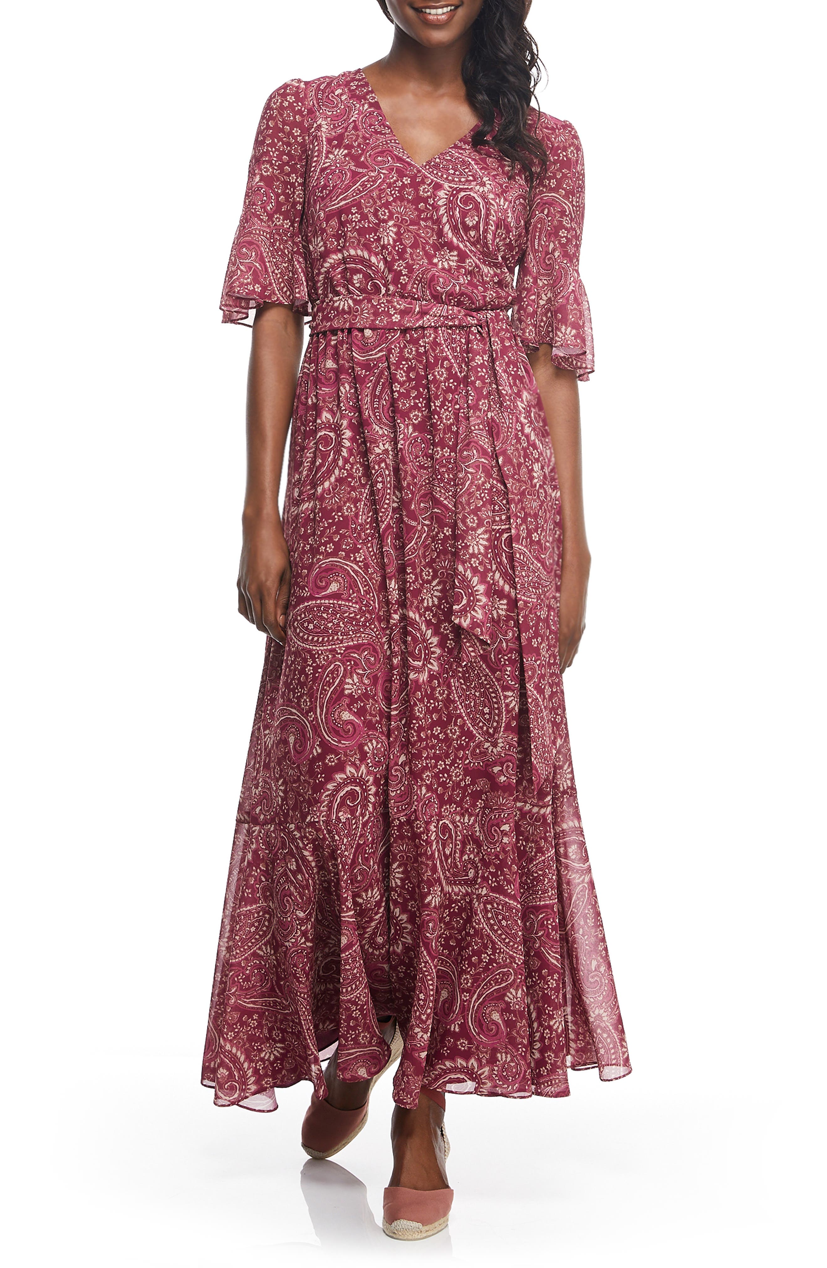 Gal Meets Glam Collection Candace Print Chiffon Maxi Dress