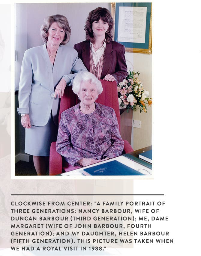 A family portrait of Nancy Barbour, Dame Margaret Barbour and Helen Barbour in 1988.