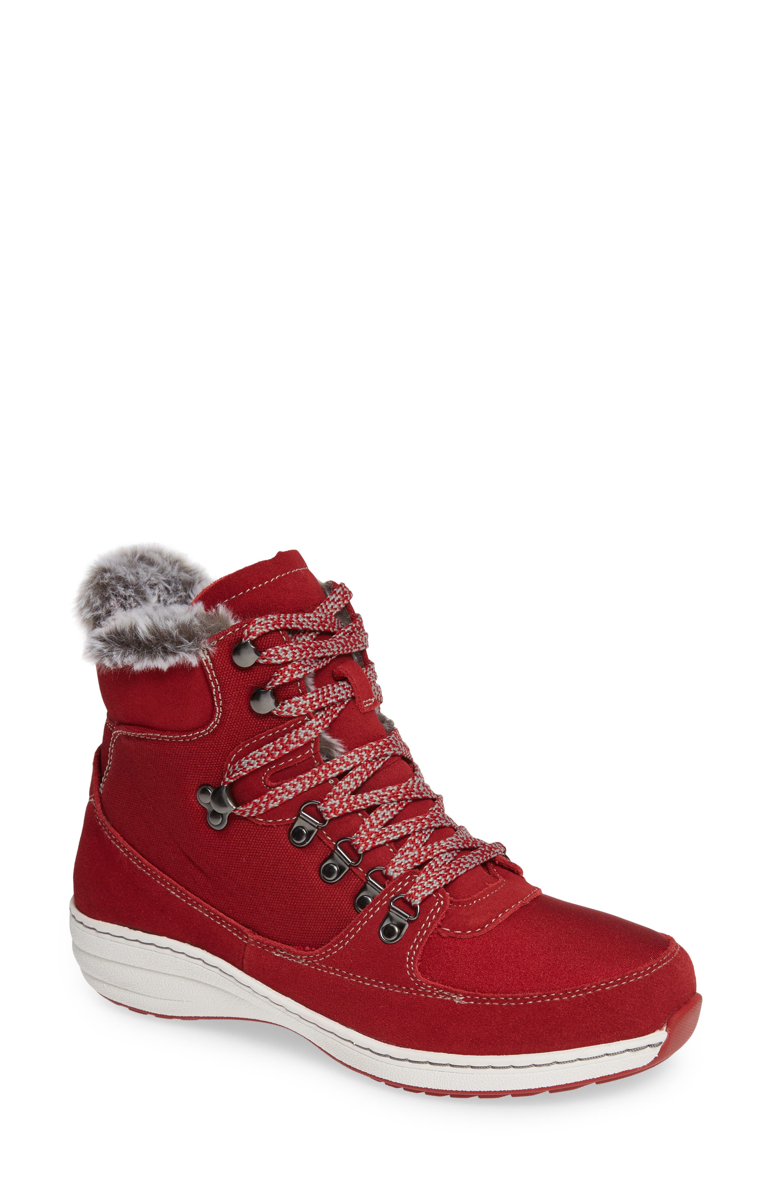Aetrex Kelsey Faux Fur Lined Hiker Boot - Red