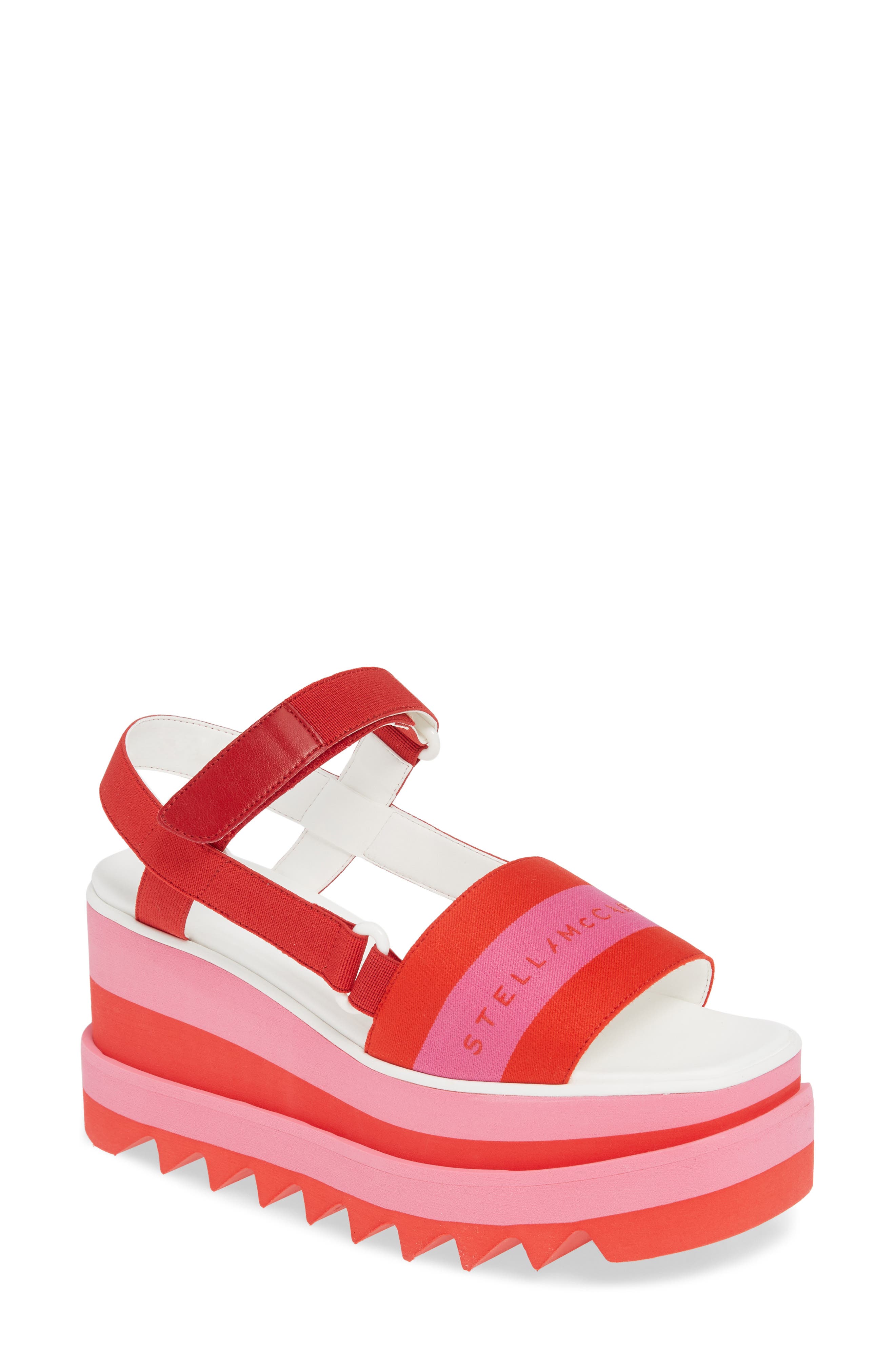 Stella Mccartney Stripe Logo Platform Sandal, Pink