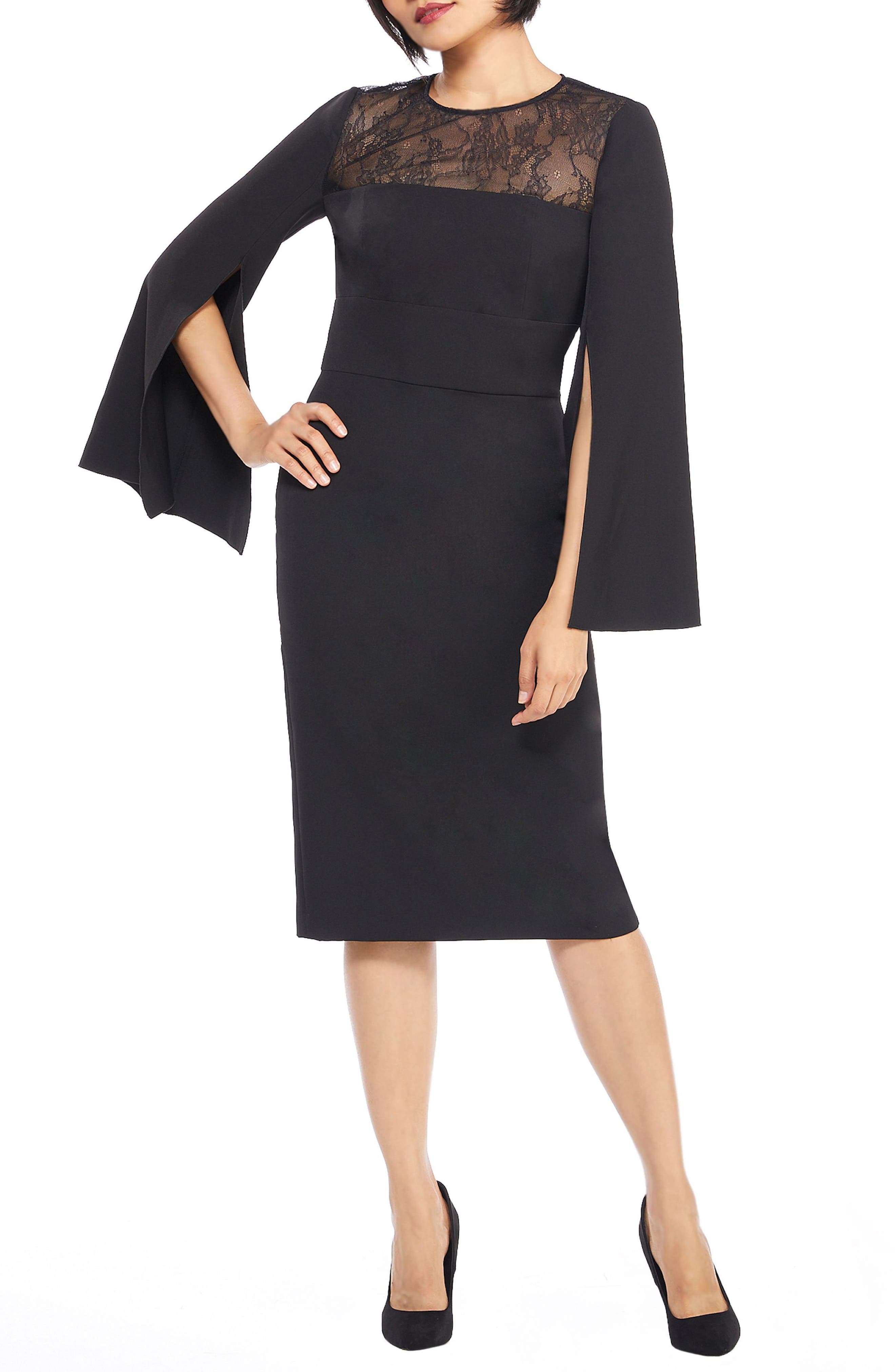 Maggy London Crepe & Lace Sheath Dress, Black