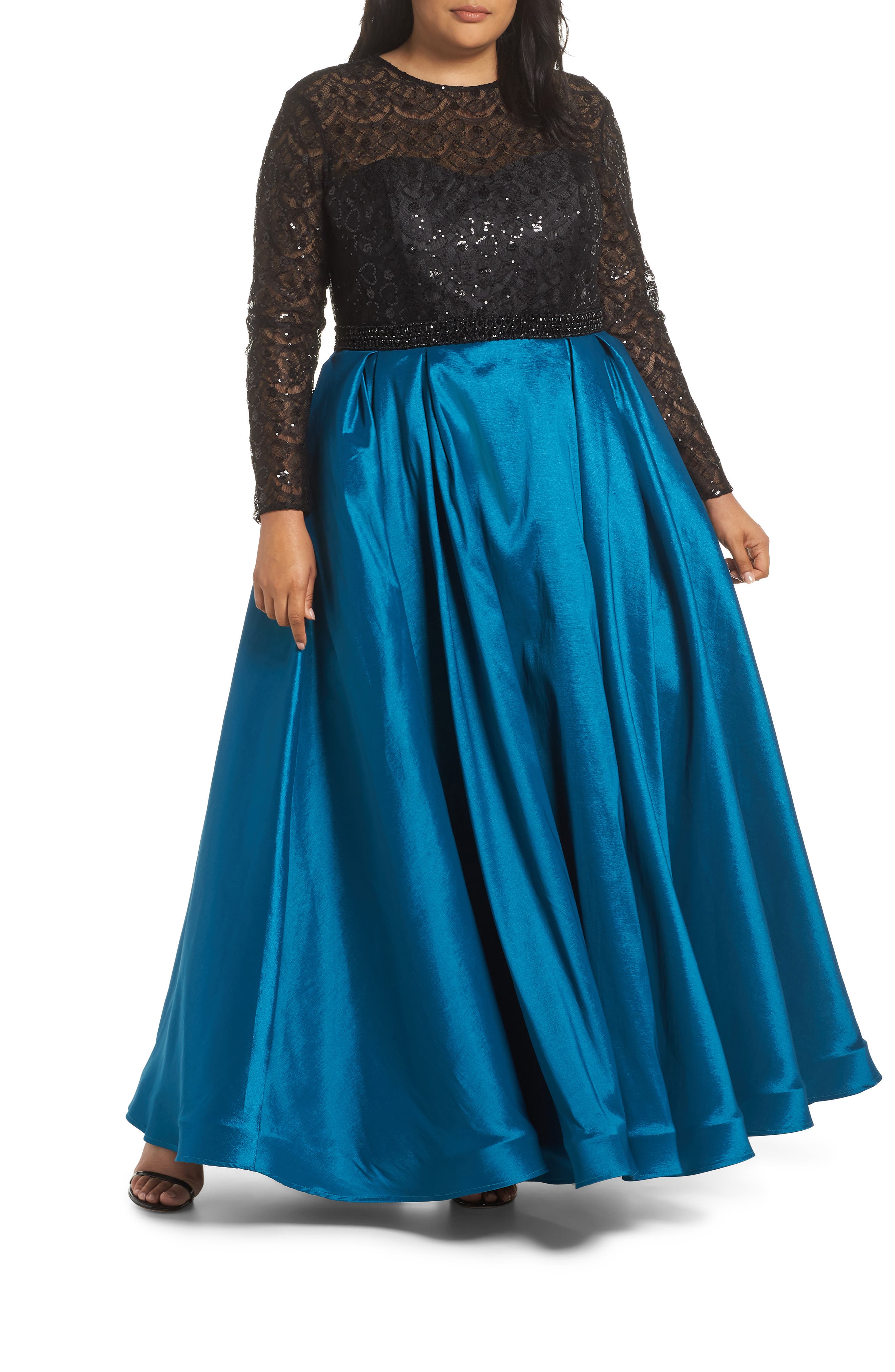 Plus Size MAC Duggal Embellished Taffeta Ballgown, Blue