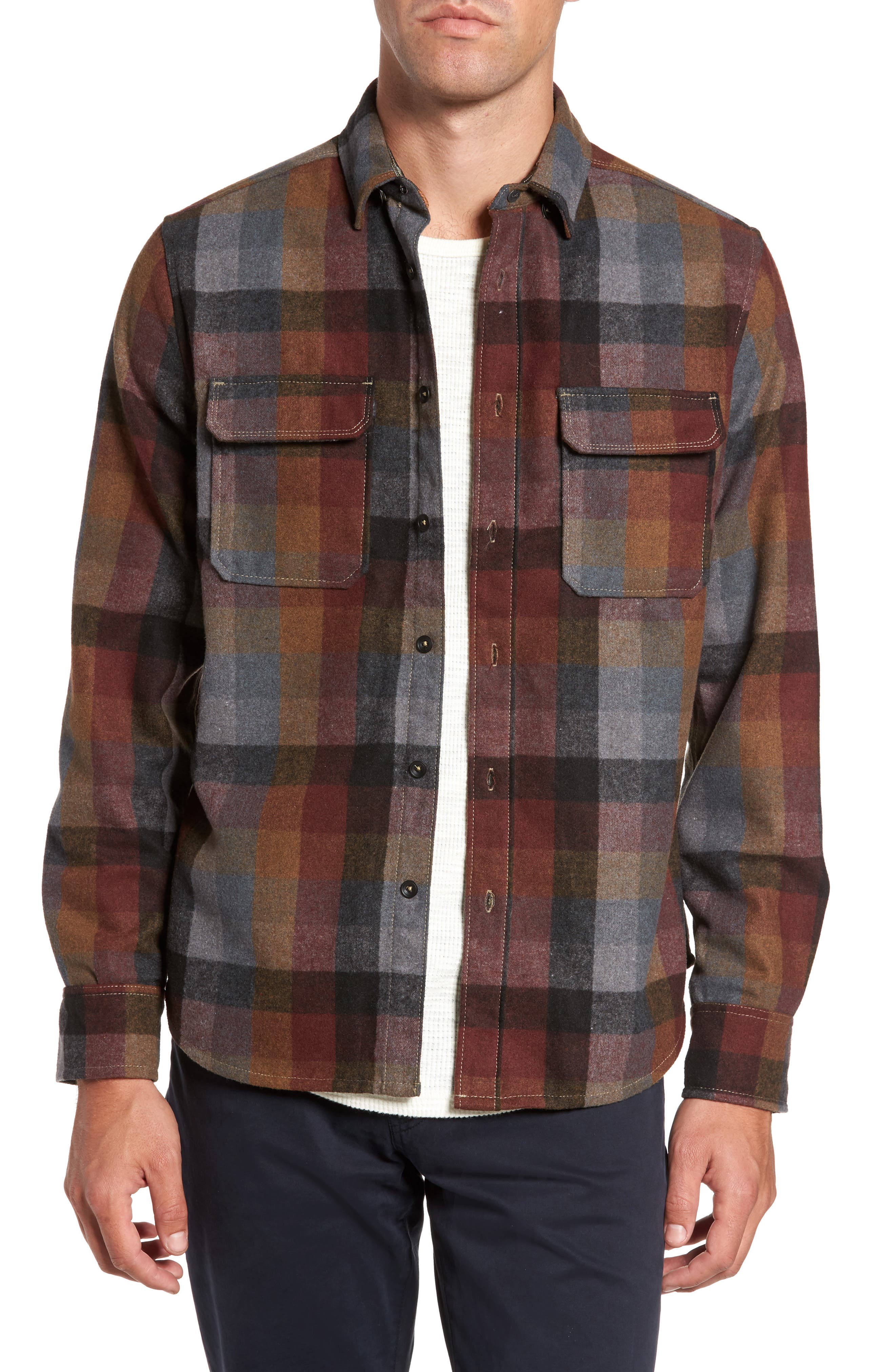 Jeremiah Heath Brushed Flannel Shirt, Burgundy