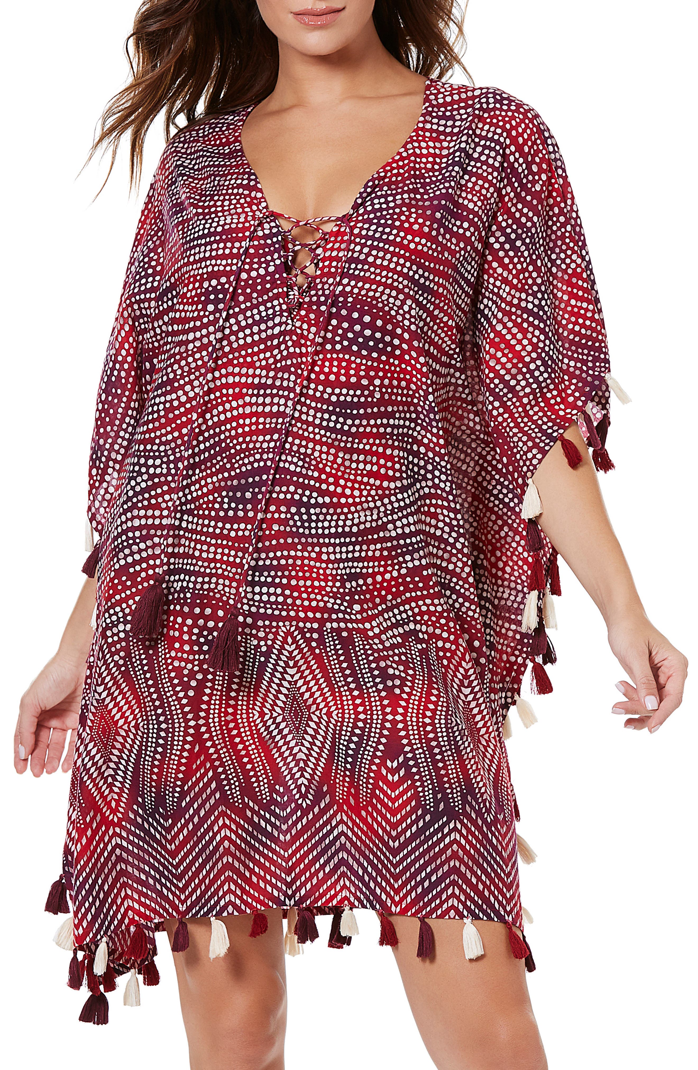 Miraclesuit Babylon Tassel Embellished Caftan, Red