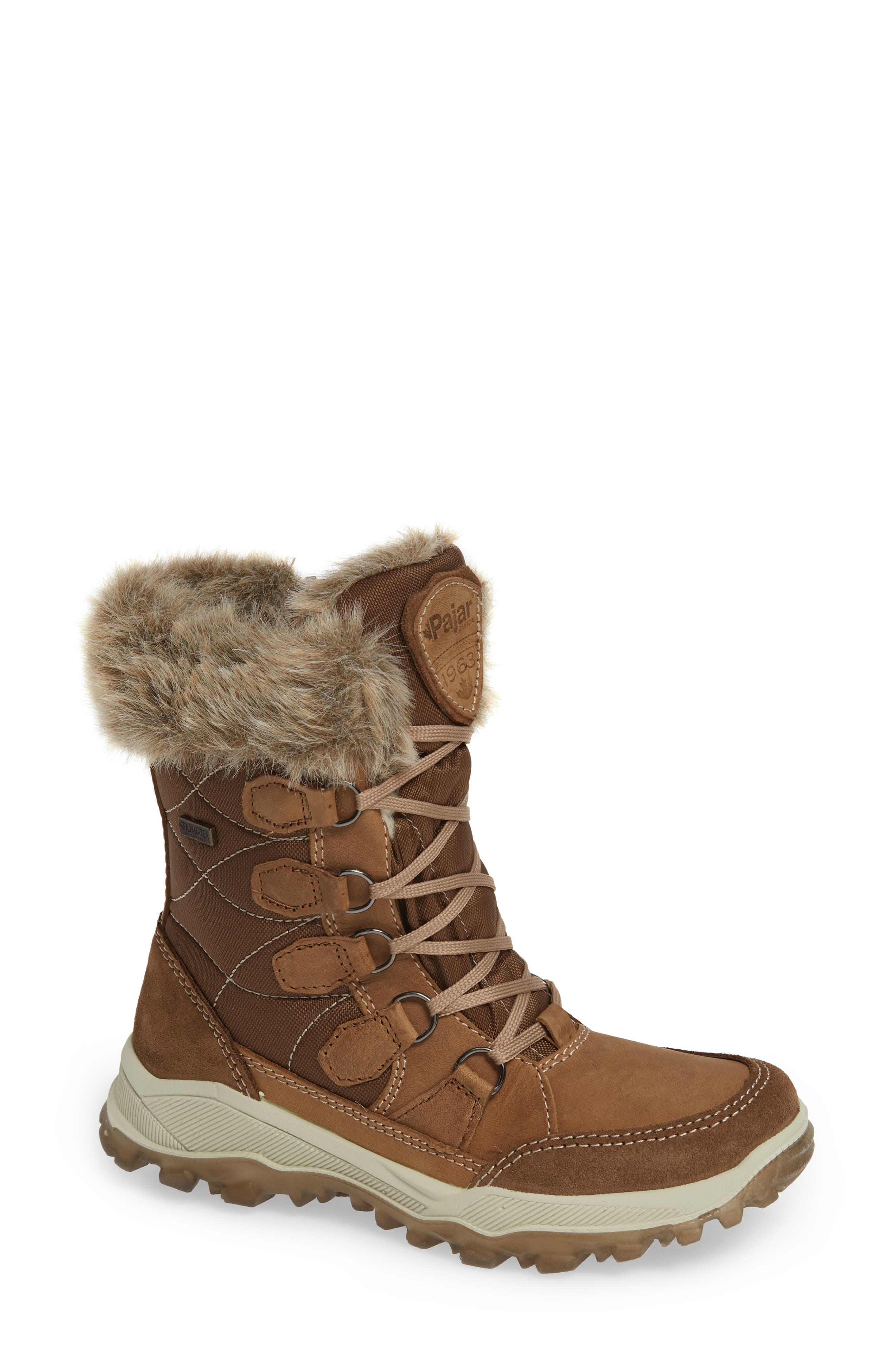 Pajar Kelsey Waterproof Rain Boot With Faux Fur Lining, Brown