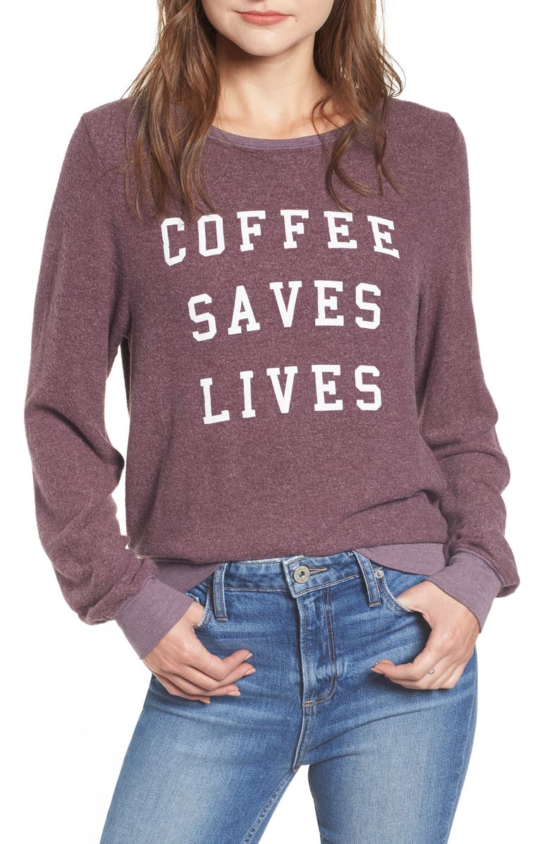 Wildfox Coffee Saves Lives Baggy Beach Jumper Pullover | Nordstrom