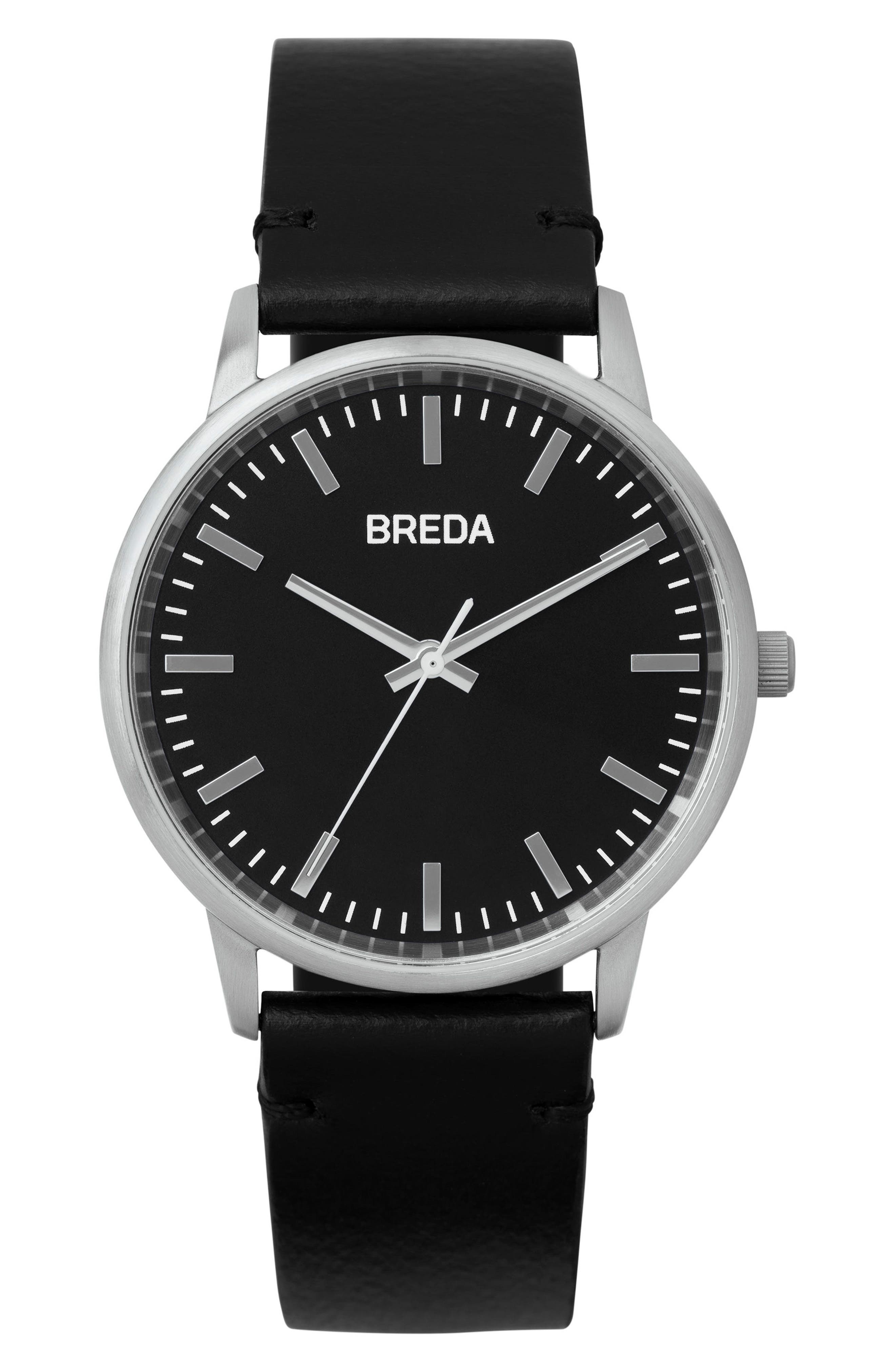 Breda Zapf Leather Strap Watch,