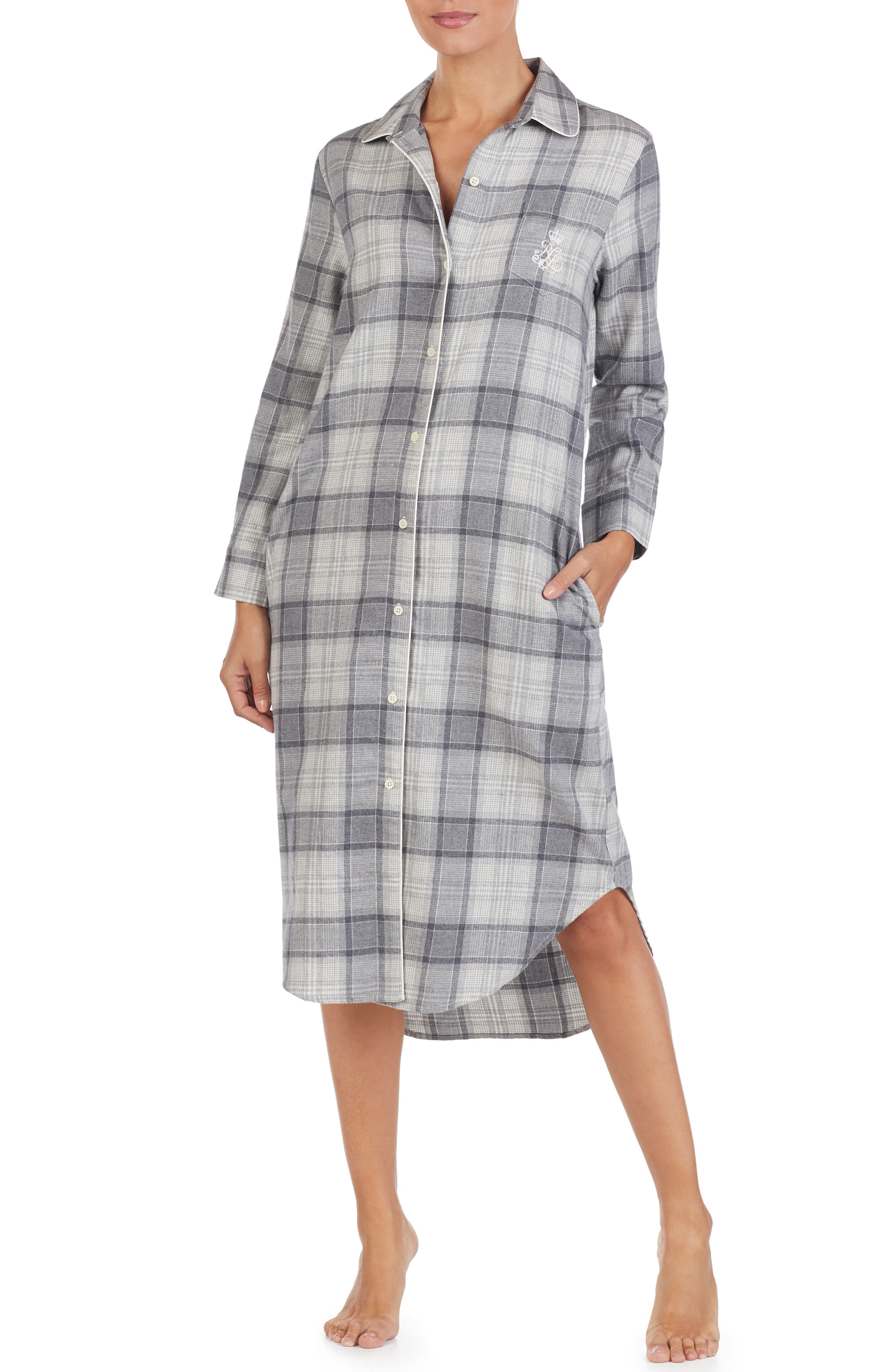 Lauren Ralph Lauren Plaid Flannel Sleep Shirt