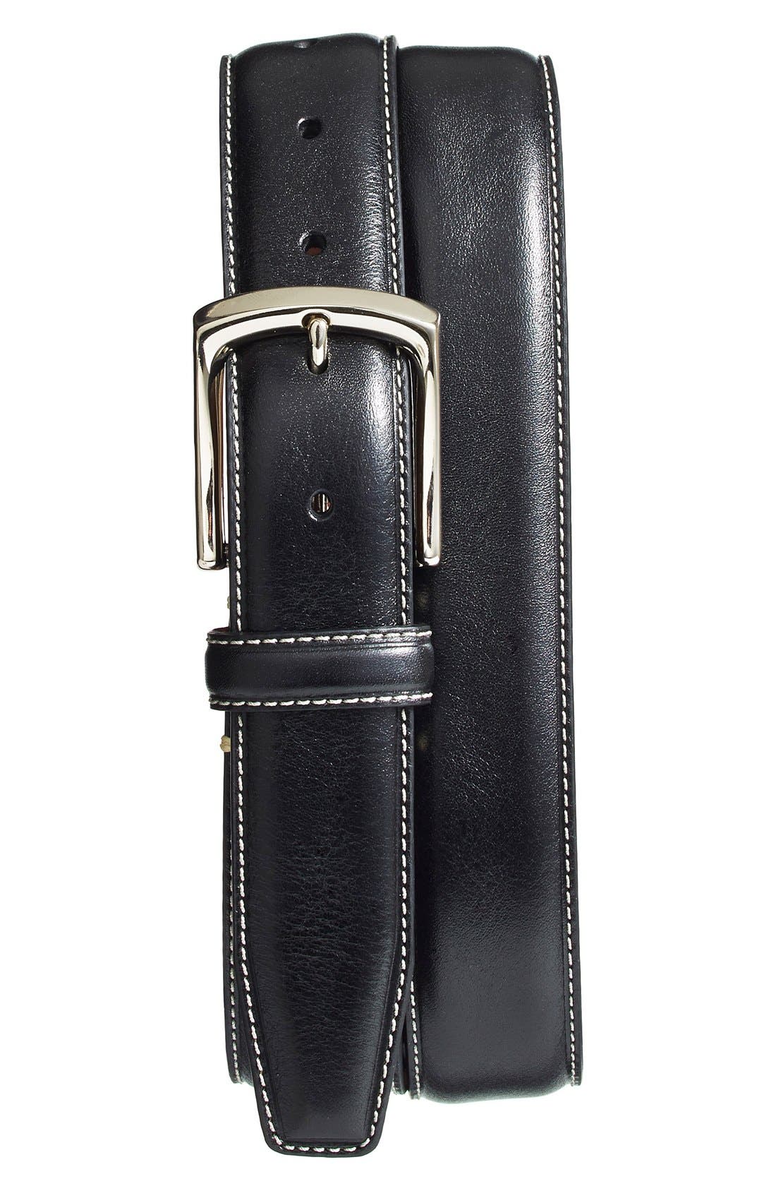 Torino Belts Burnished Leather Belt, Black