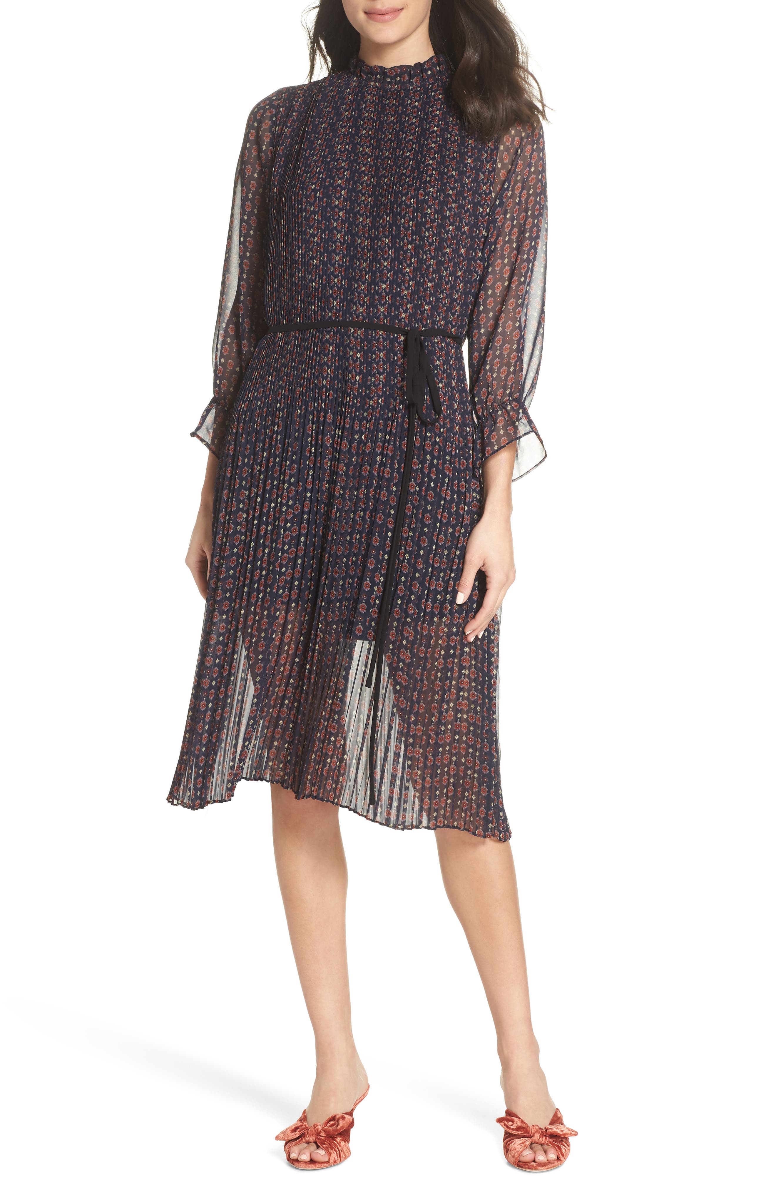 Sam Edelman Chiffon Peasant Dress, Blue