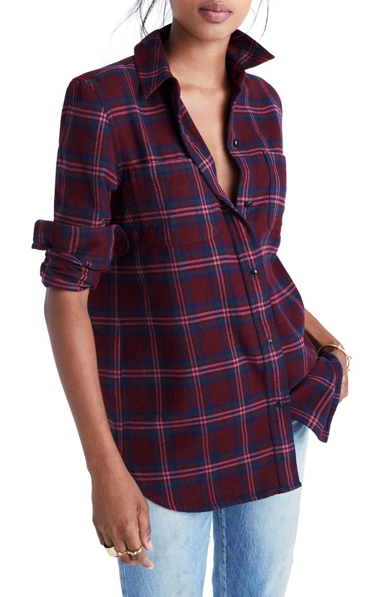 Madewell Shrunken Boyfriend Shirt, Burgundy