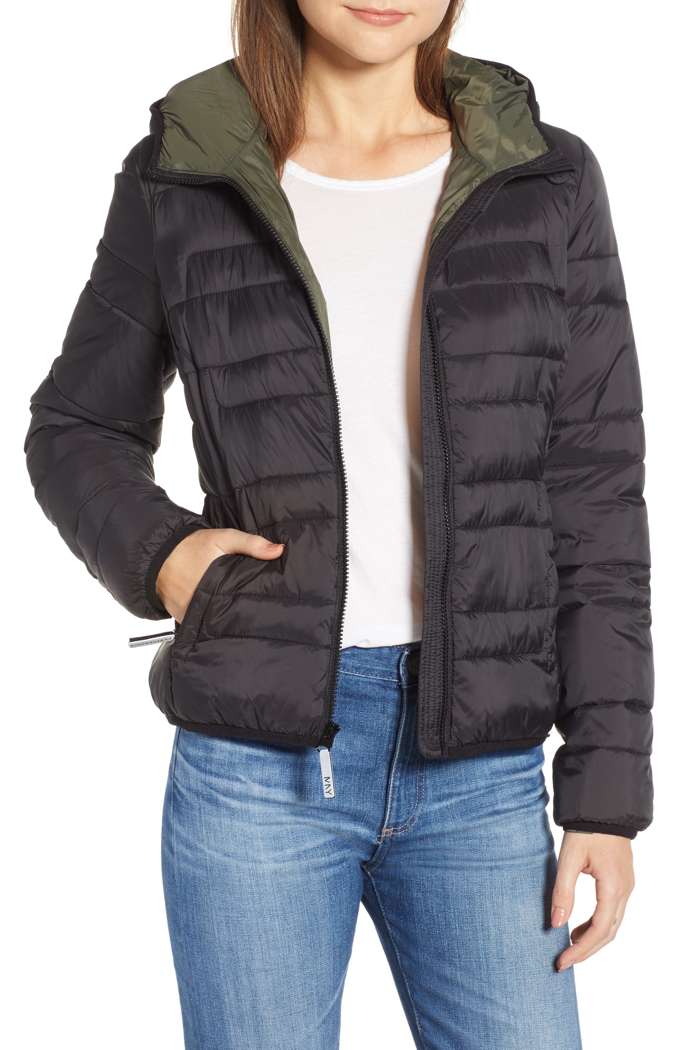 Marc New York Hooded Packable Jacket, Black