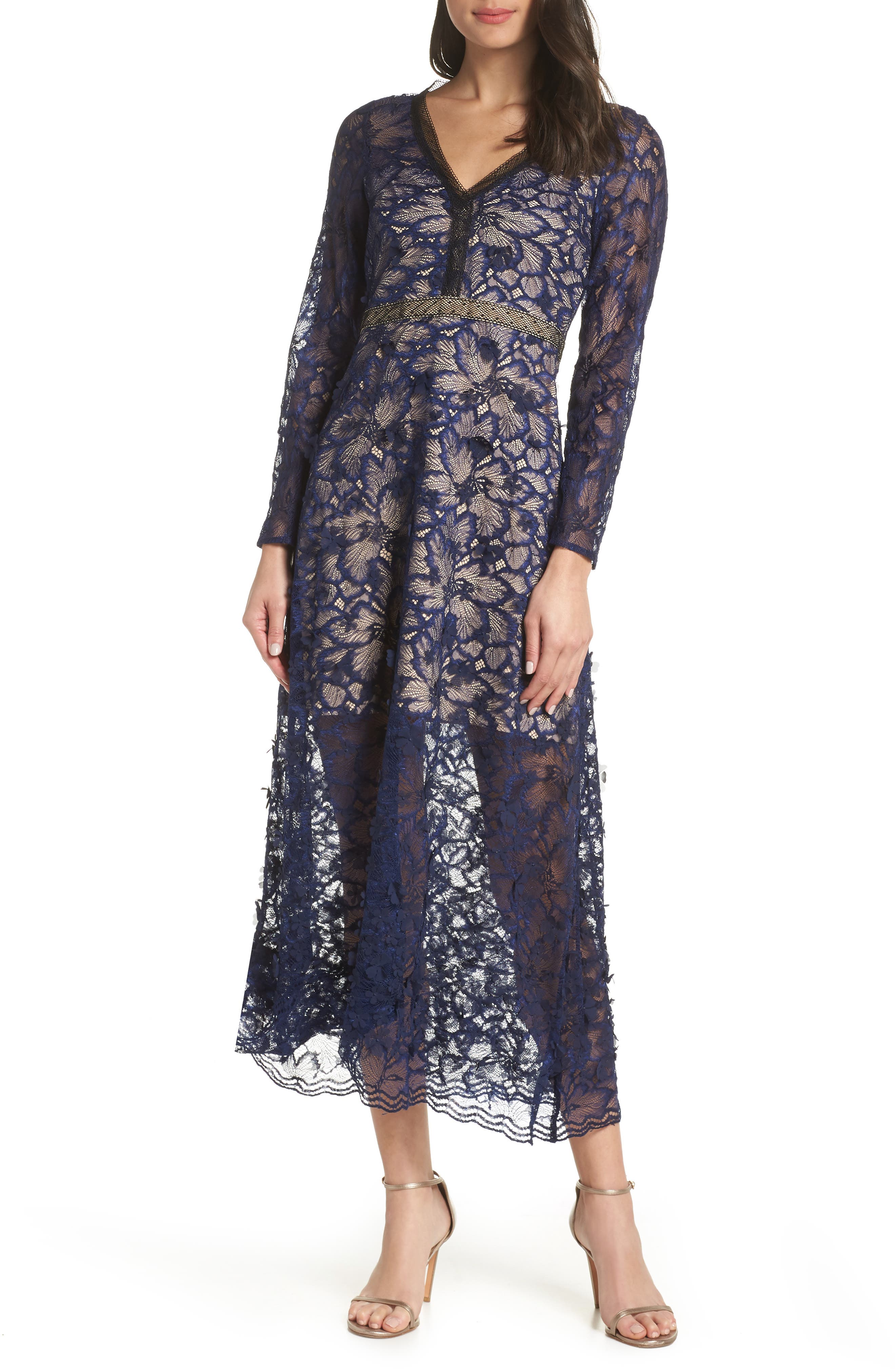 Foxiedox Elisabet 3D Lace Gown, Blue