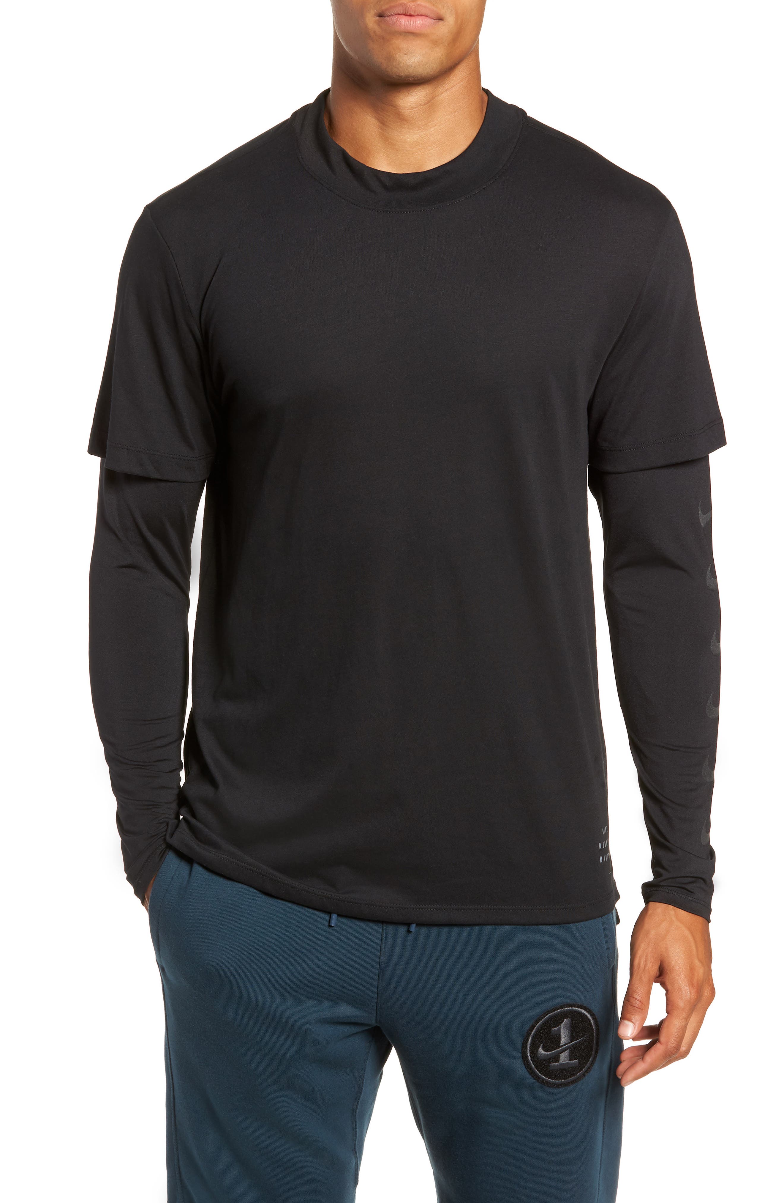 Nike Breathe Rise 365 Layered Long Sleeve T-Shirt Black