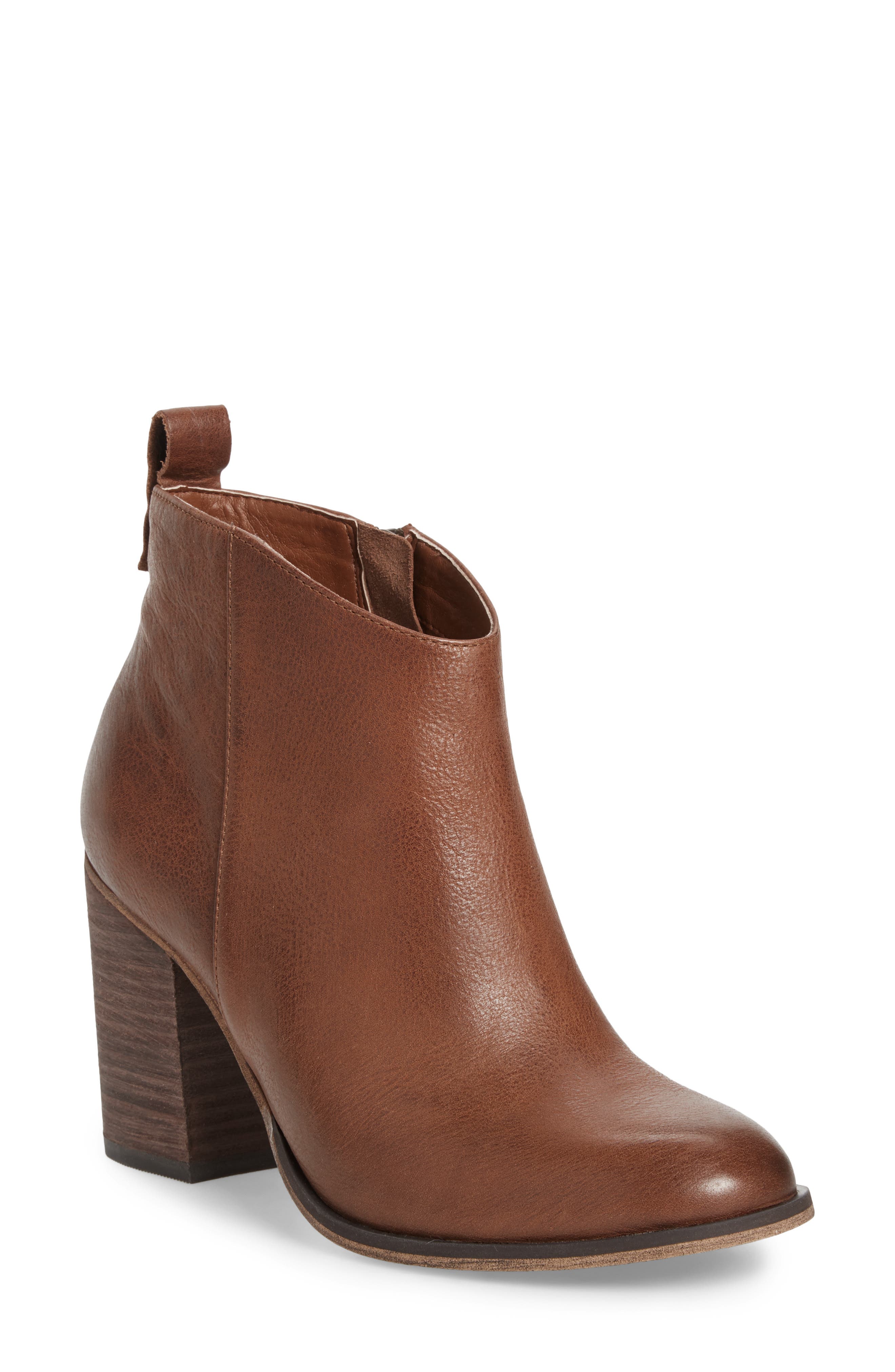 Lance Block Heel Bootie,
                        Main,
                        color, COGNAC OILED LEATHER